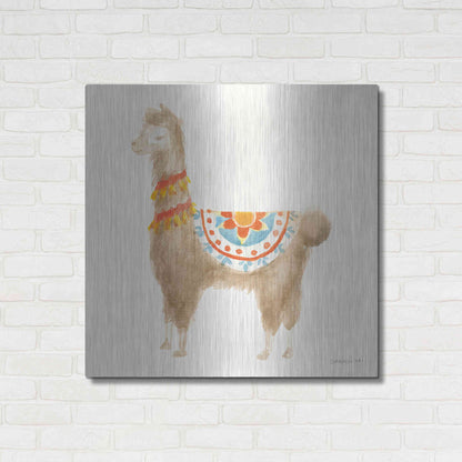 Luxe Metal Art 'Festive Llama IV' by Danhui Nai, Metal Wall Art,36x36