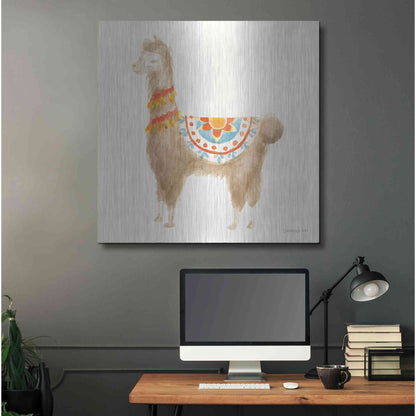 Luxe Metal Art 'Festive Llama IV' by Danhui Nai, Metal Wall Art,36x36