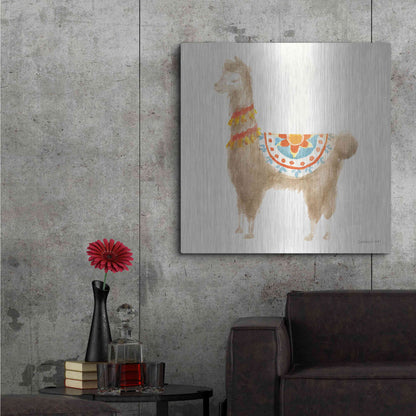 Luxe Metal Art 'Festive Llama IV' by Danhui Nai, Metal Wall Art,36x36
