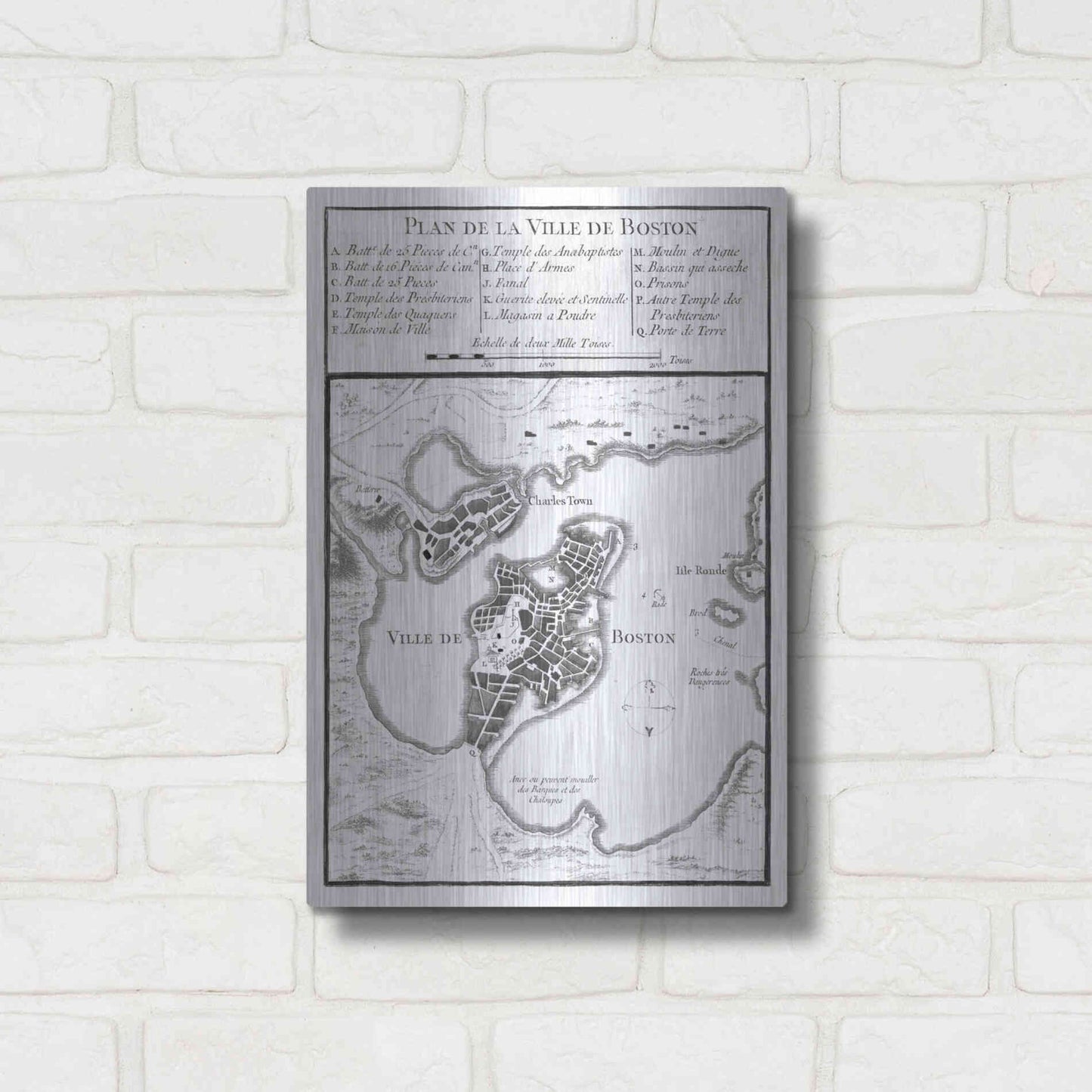 Luxe Metal Art 'Petite Map of Boston' by Unattributed, Metal Wall Art,12x16