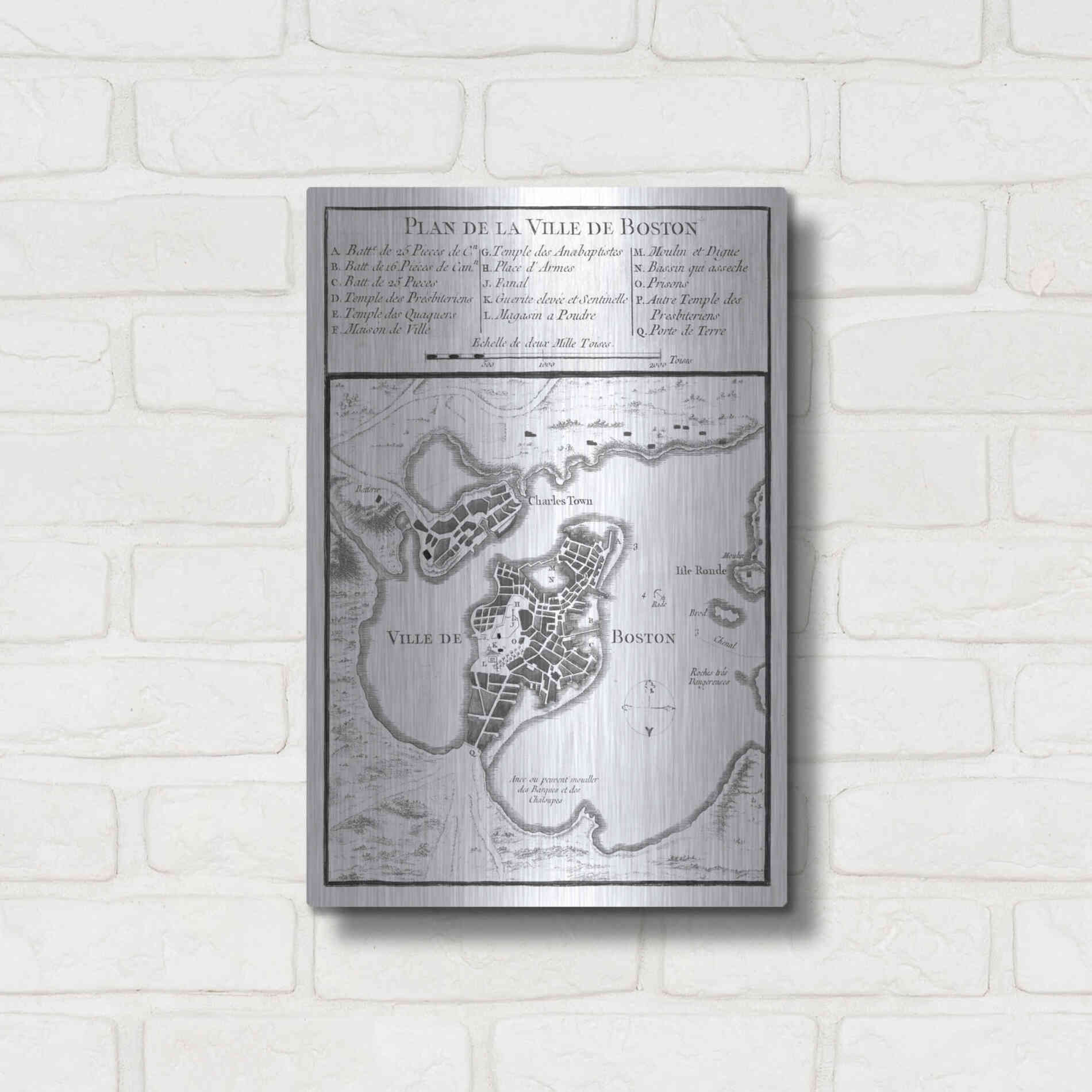 Luxe Metal Art 'Petite Map of Boston' by Unattributed, Metal Wall Art,12x16