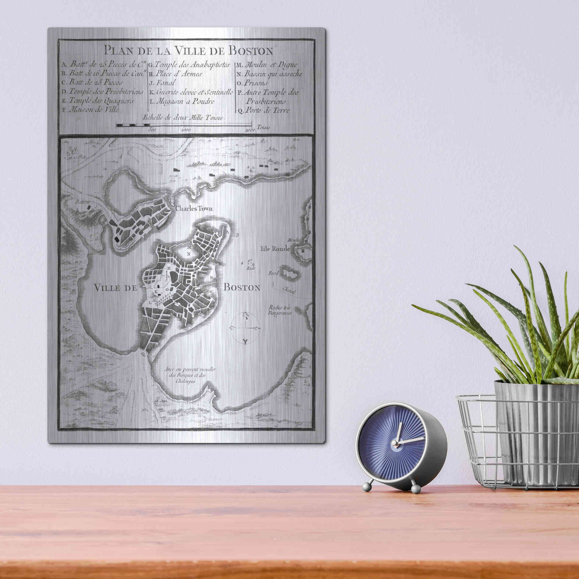 Luxe Metal Art 'Petite Map of Boston' by Unattributed, Metal Wall Art,12x16