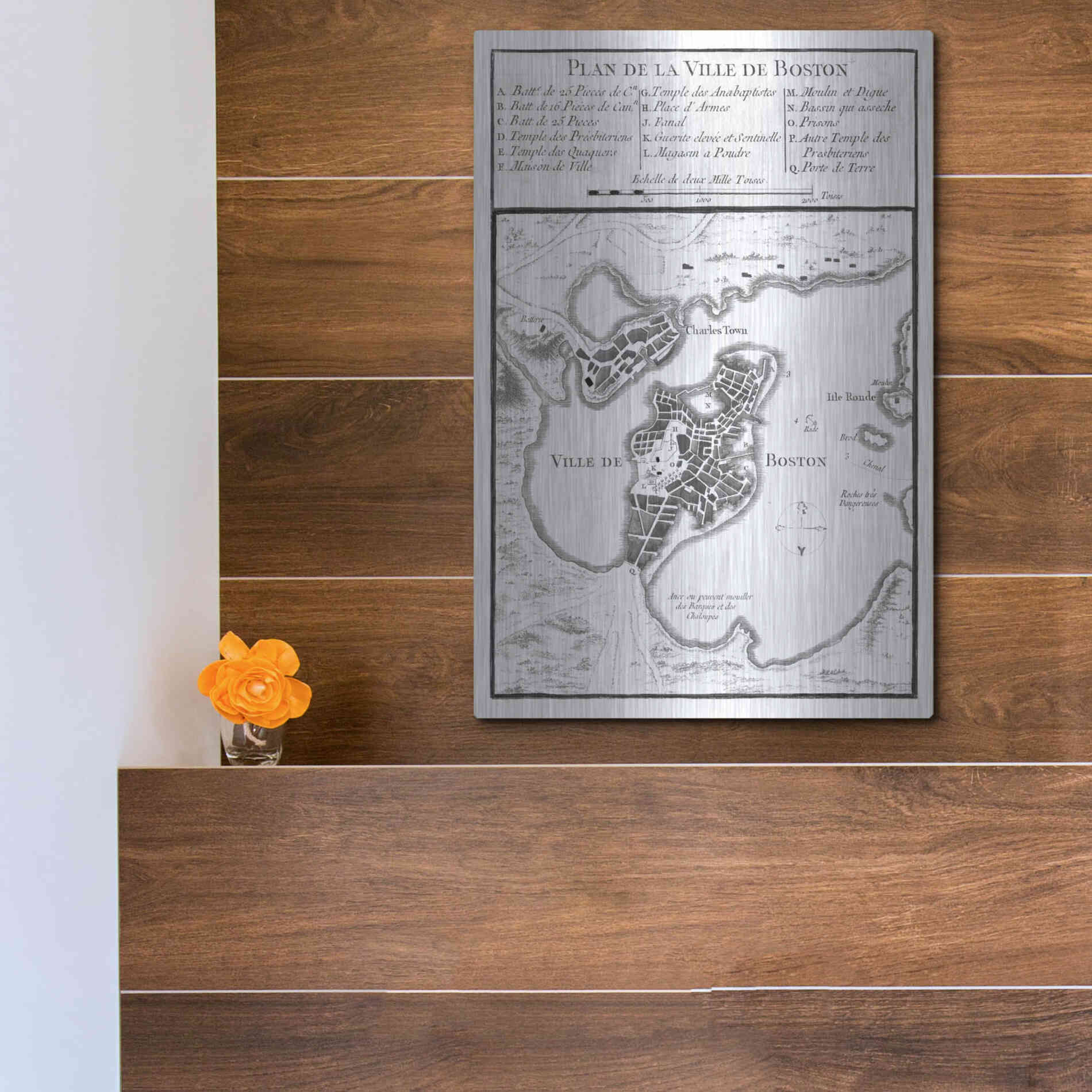 Luxe Metal Art 'Petite Map of Boston' by Unattributed, Metal Wall Art,12x16