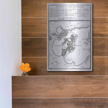Luxe Metal Art 'Petite Map of Boston' by Unattributed, Metal Wall Art,12x16