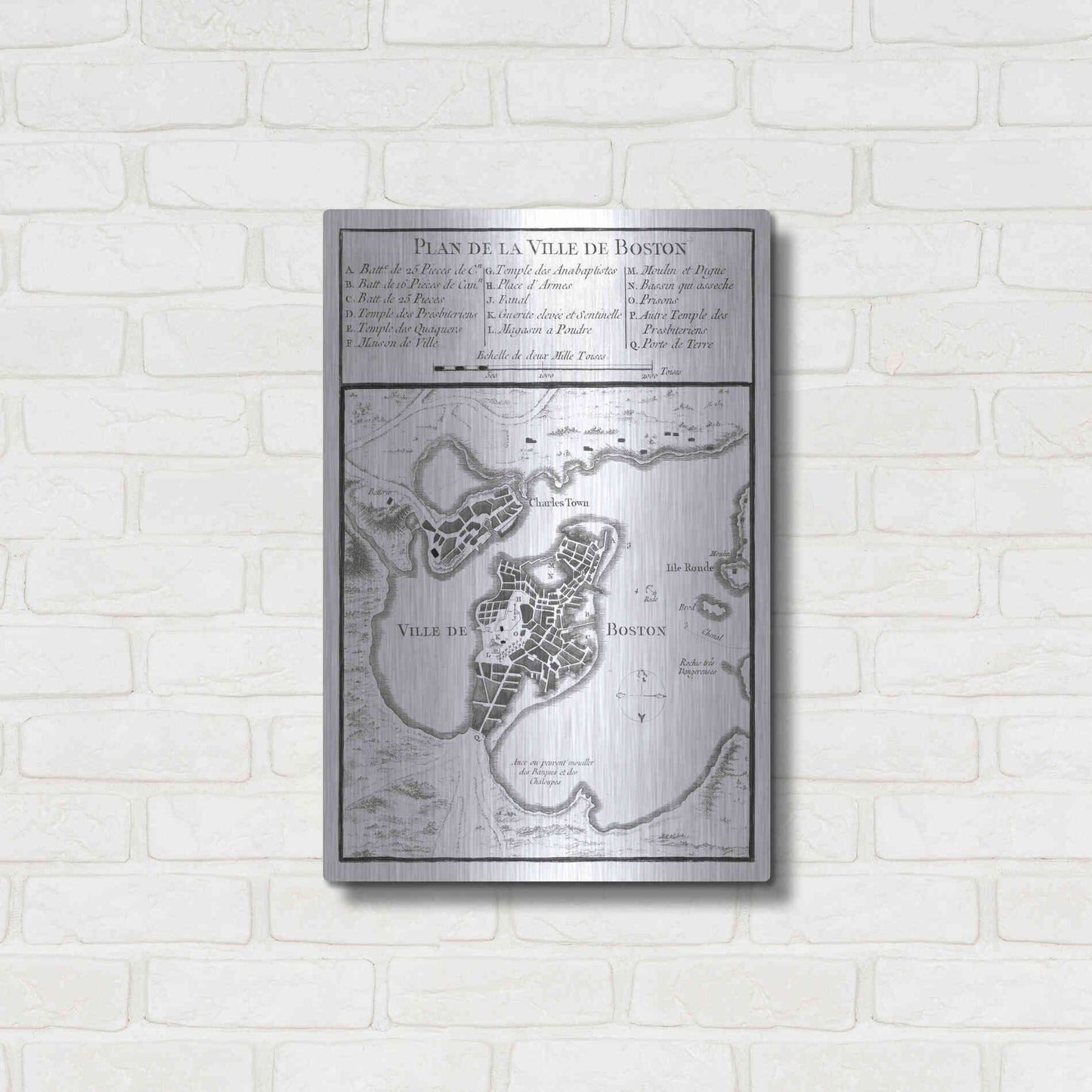 Luxe Metal Art 'Petite Map of Boston' by Unattributed, Metal Wall Art,16x24
