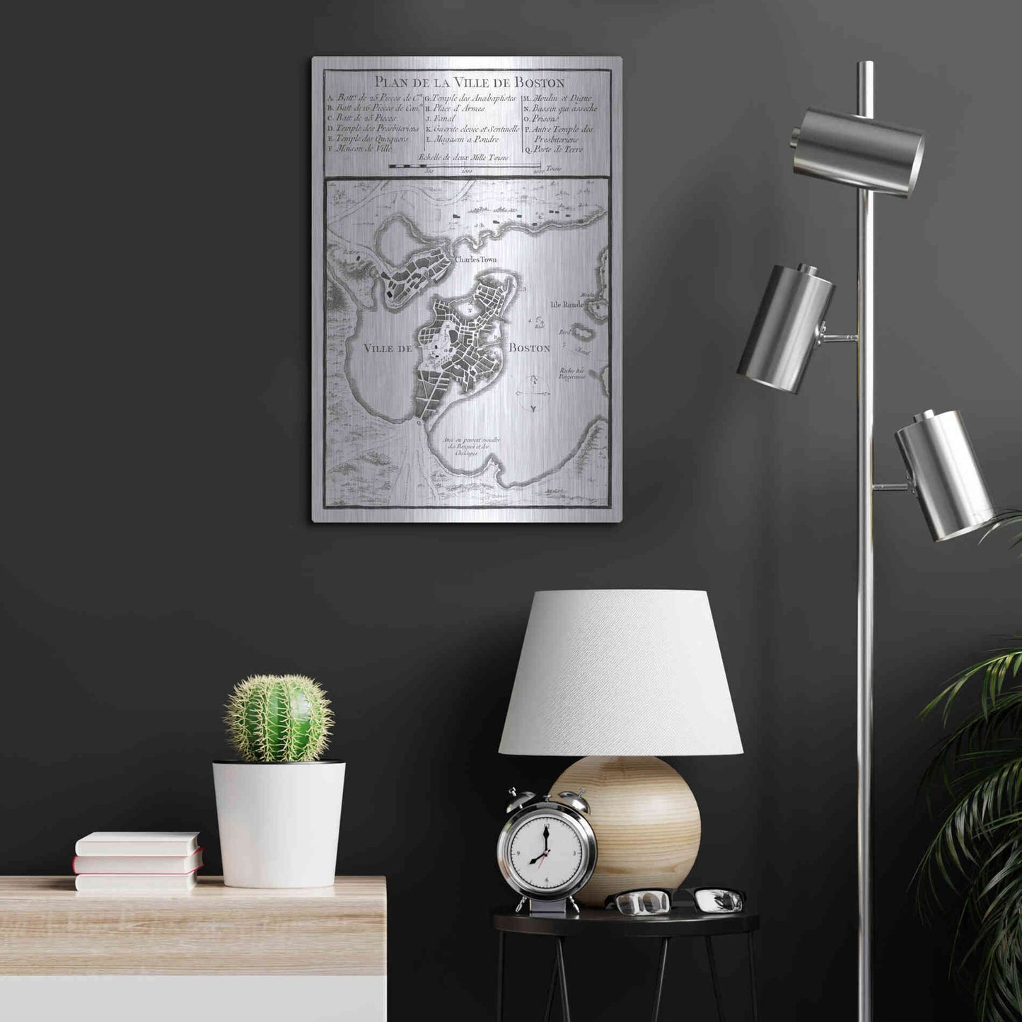 Luxe Metal Art 'Petite Map of Boston' by Unattributed, Metal Wall Art,16x24