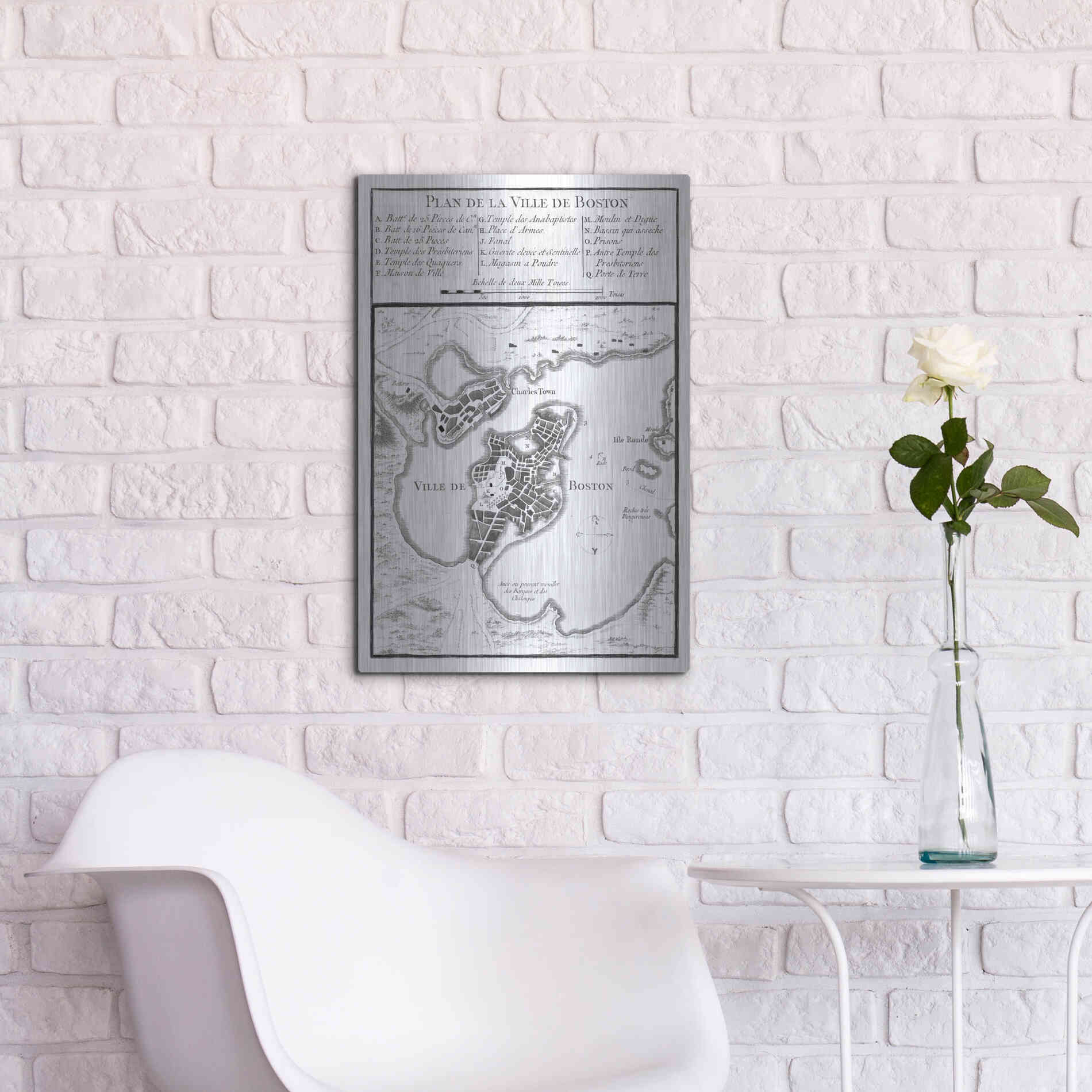 Luxe Metal Art 'Petite Map of Boston' by Unattributed, Metal Wall Art,16x24