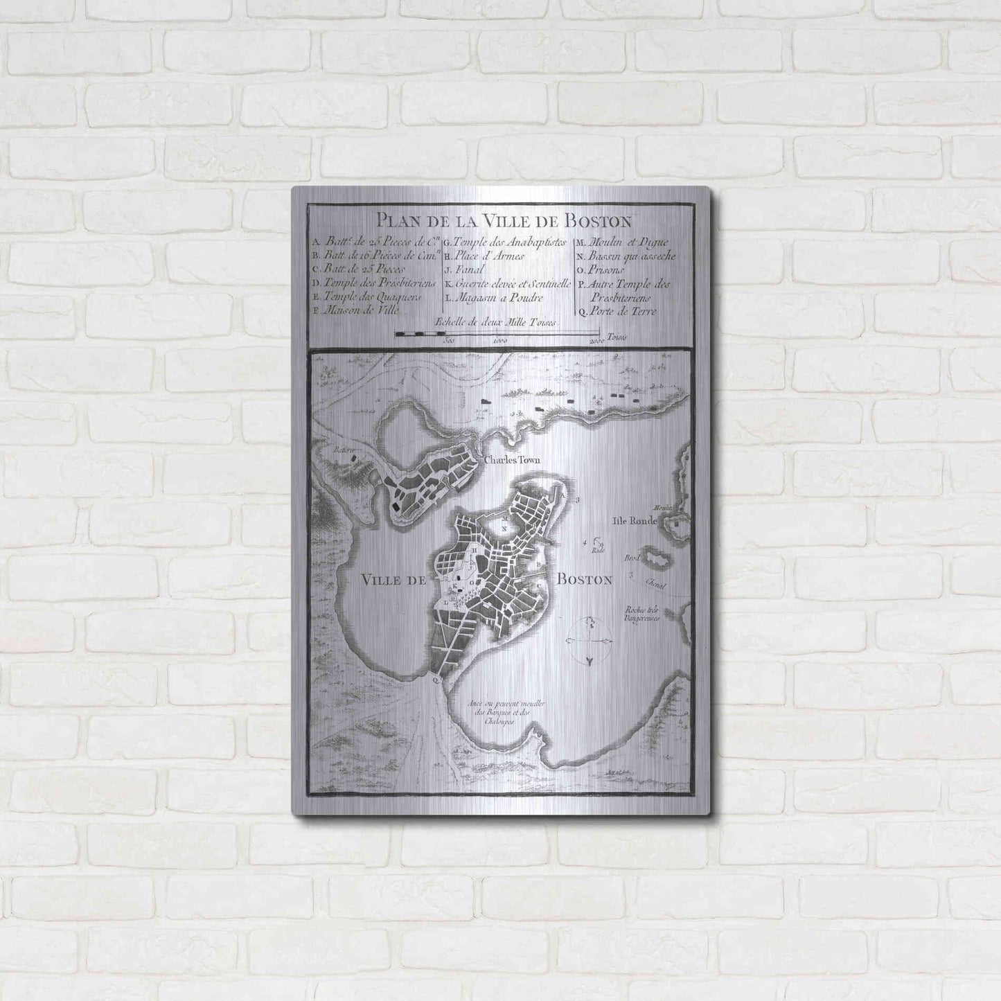 Luxe Metal Art 'Petite Map of Boston' by Unattributed, Metal Wall Art,24x36