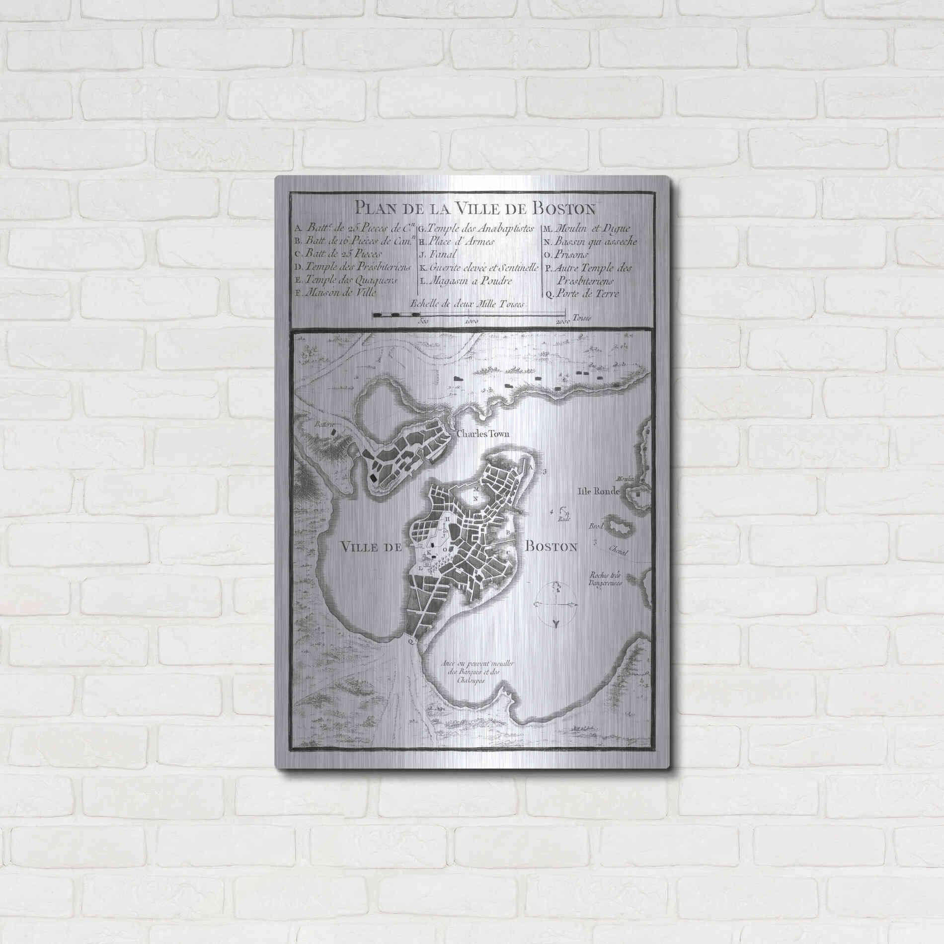 Luxe Metal Art 'Petite Map of Boston' by Unattributed, Metal Wall Art,24x36