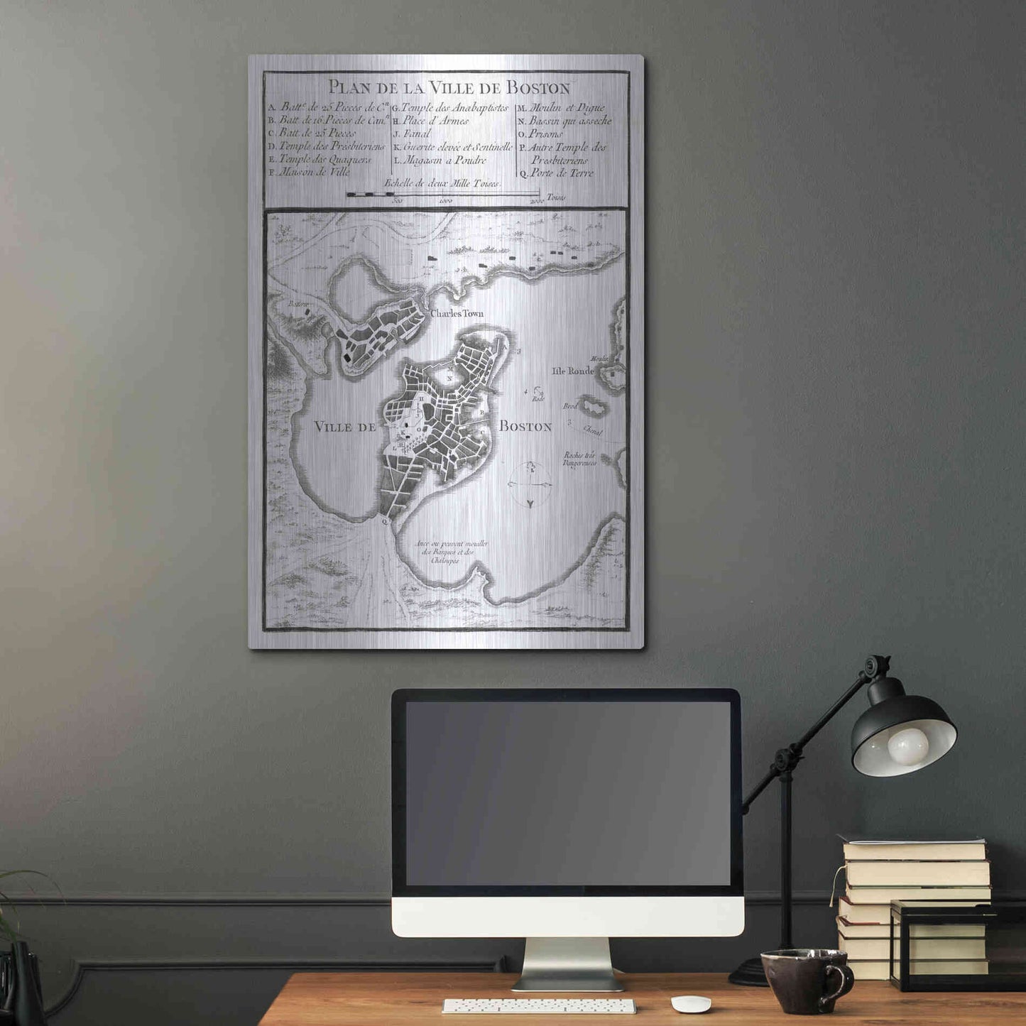 Luxe Metal Art 'Petite Map of Boston' by Unattributed, Metal Wall Art,24x36