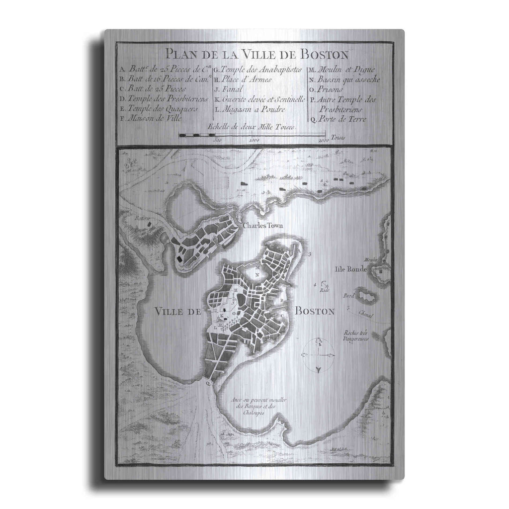Luxe Metal Art 'Petite Map of Boston' by Unattributed, Metal Wall Art