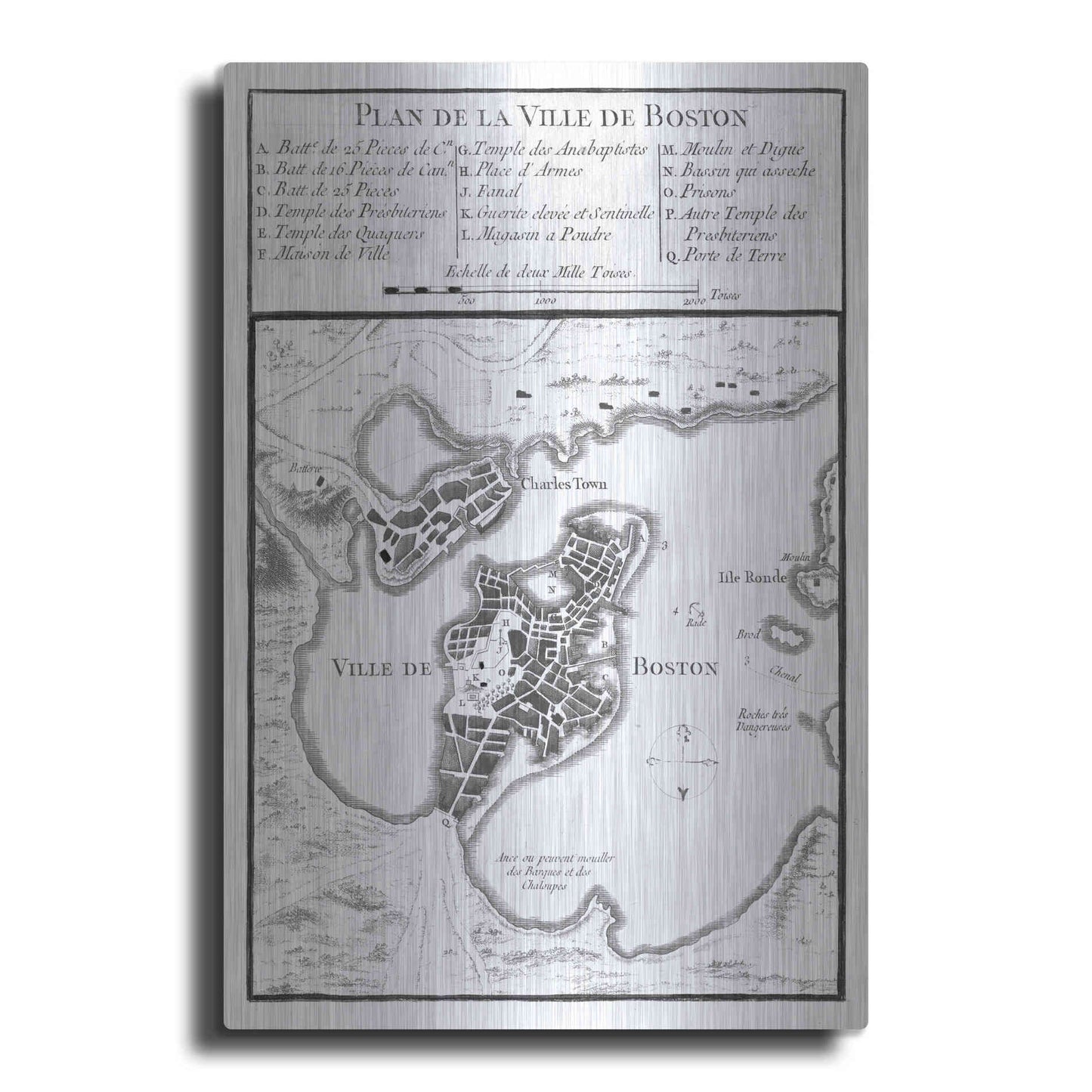 Luxe Metal Art 'Petite Map of Boston' by Unattributed, Metal Wall Art