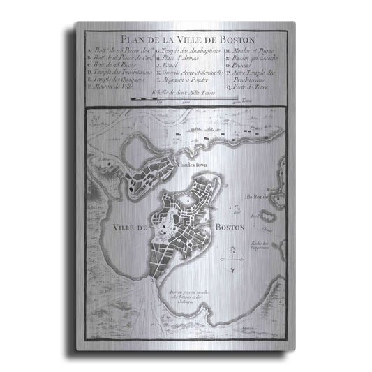 Luxe Metal Art 'Petite Map of Boston' by Unattributed, Metal Wall Art
