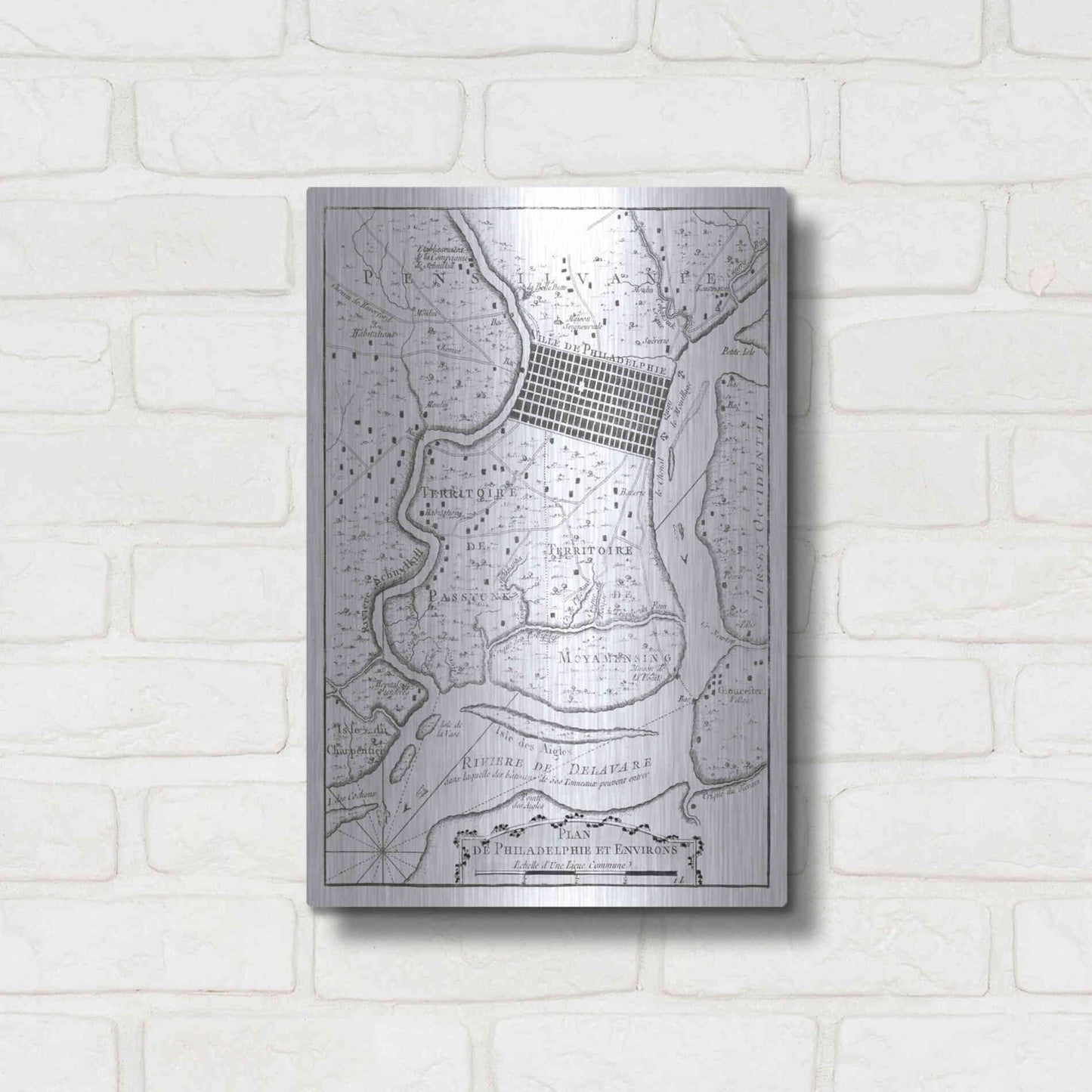 Luxe Metal Art 'Petite Map of Philadelphia' by Unattributed, Metal Wall Art,12x16