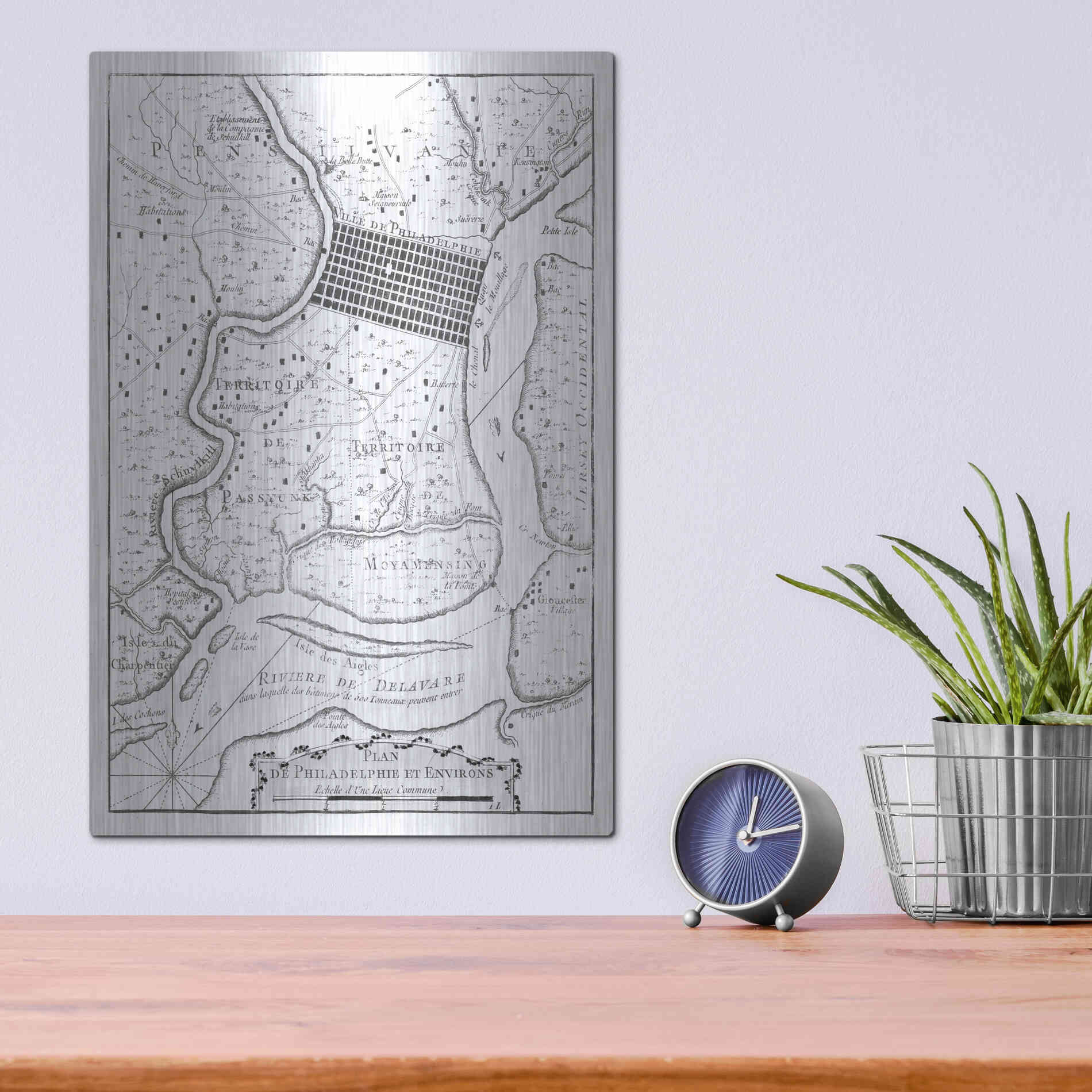 Luxe Metal Art 'Petite Map of Philadelphia' by Unattributed, Metal Wall Art,12x16