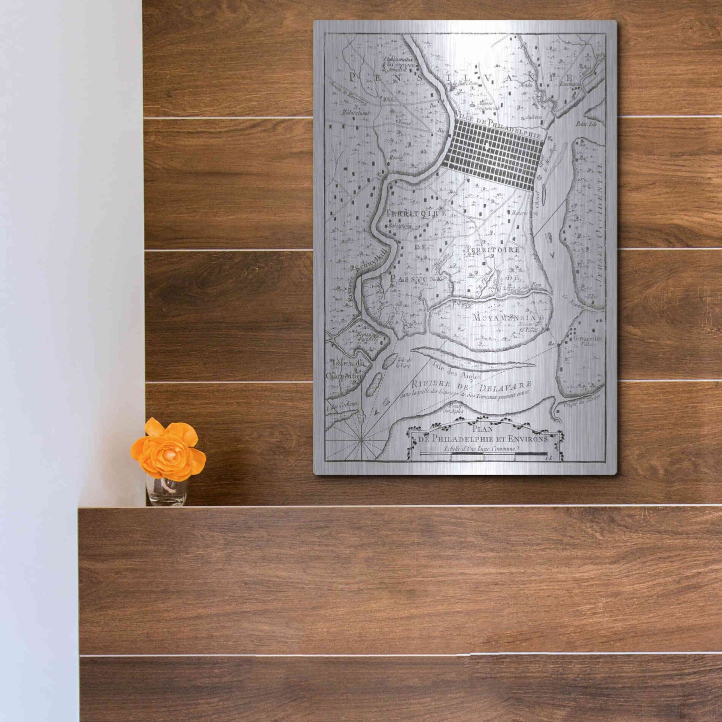 Luxe Metal Art 'Petite Map of Philadelphia' by Unattributed, Metal Wall Art,12x16
