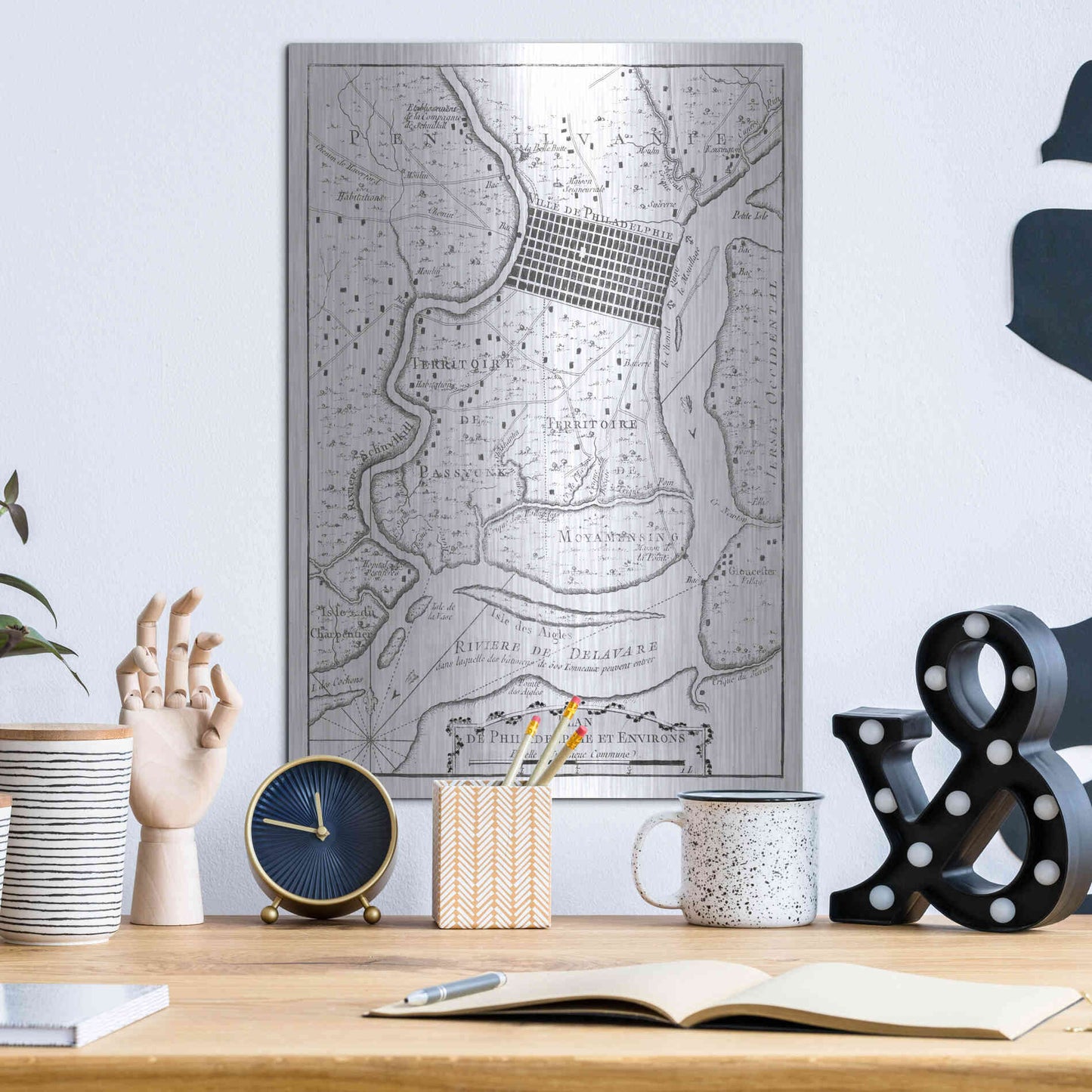 Luxe Metal Art 'Petite Map of Philadelphia' by Unattributed, Metal Wall Art,12x16