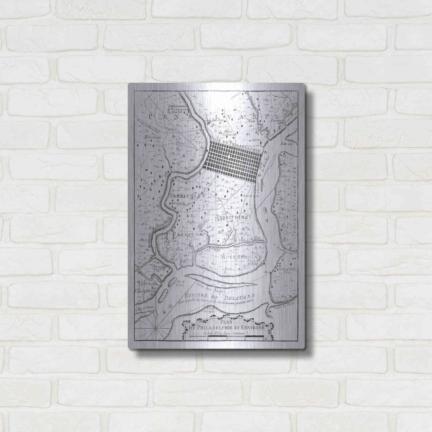 Luxe Metal Art 'Petite Map of Philadelphia' by Unattributed, Metal Wall Art,16x24