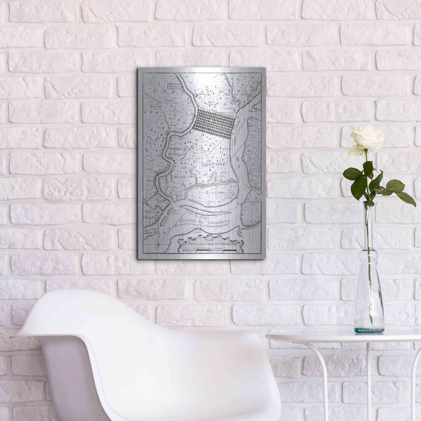 Luxe Metal Art 'Petite Map of Philadelphia' by Unattributed, Metal Wall Art,16x24