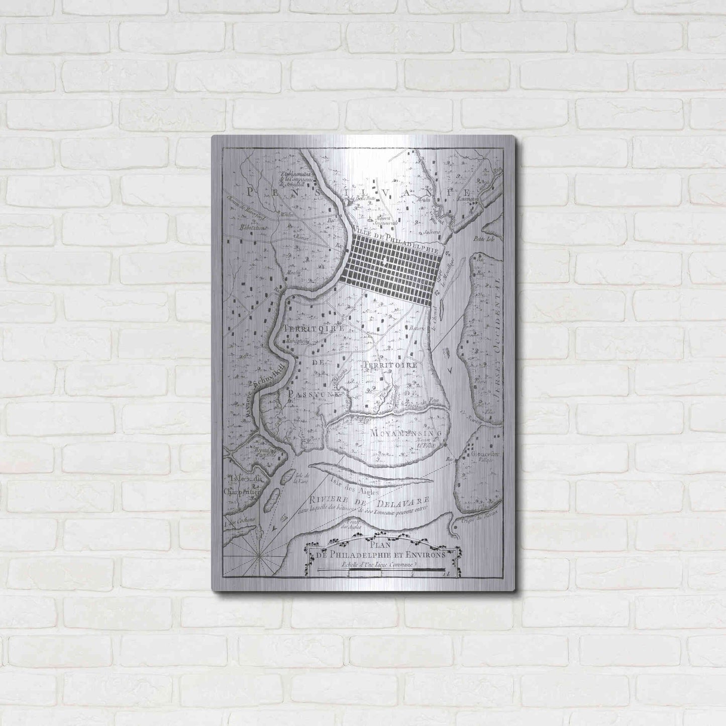 Luxe Metal Art 'Petite Map of Philadelphia' by Unattributed, Metal Wall Art,24x36