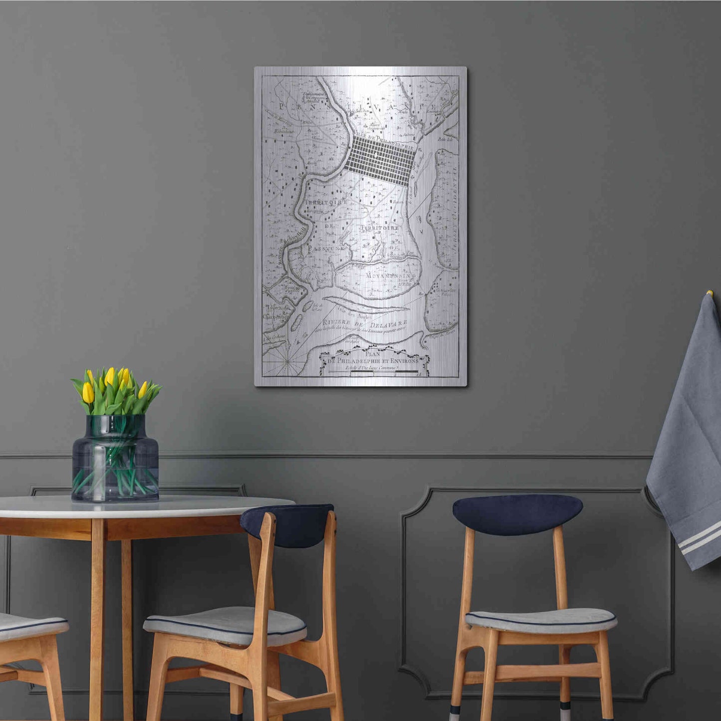 Luxe Metal Art 'Petite Map of Philadelphia' by Unattributed, Metal Wall Art,24x36