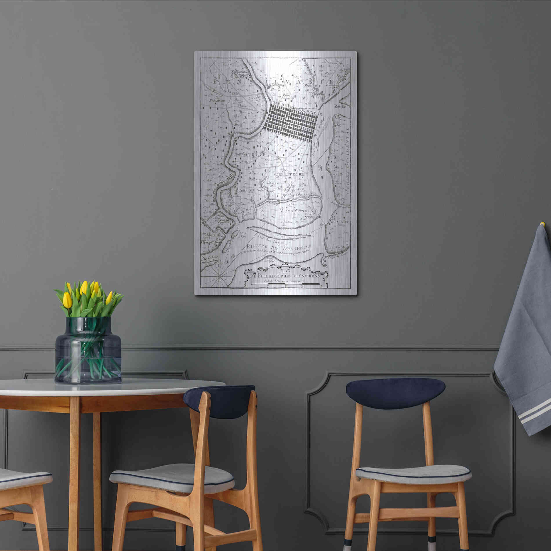 Luxe Metal Art 'Petite Map of Philadelphia' by Unattributed, Metal Wall Art,24x36