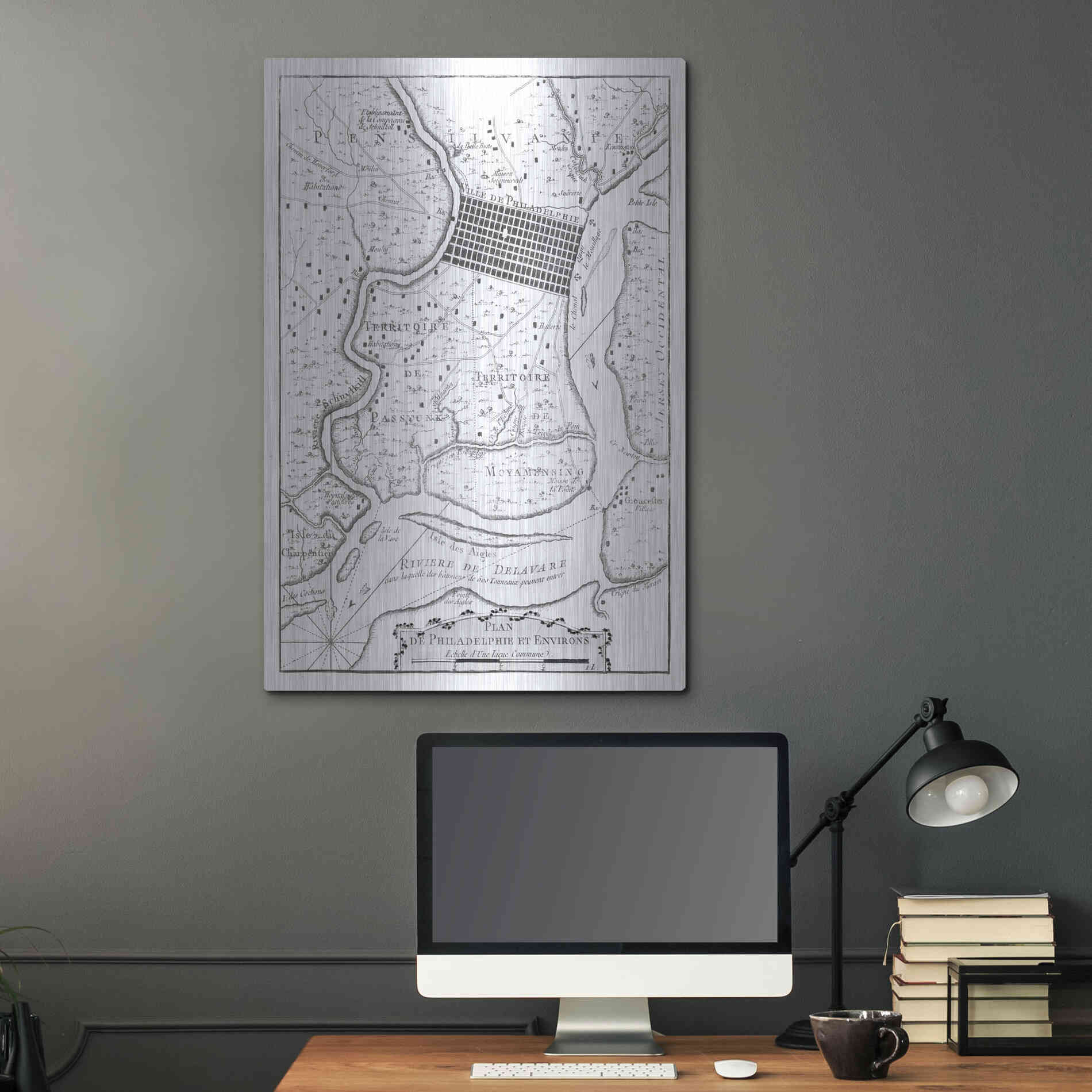 Luxe Metal Art 'Petite Map of Philadelphia' by Unattributed, Metal Wall Art,24x36