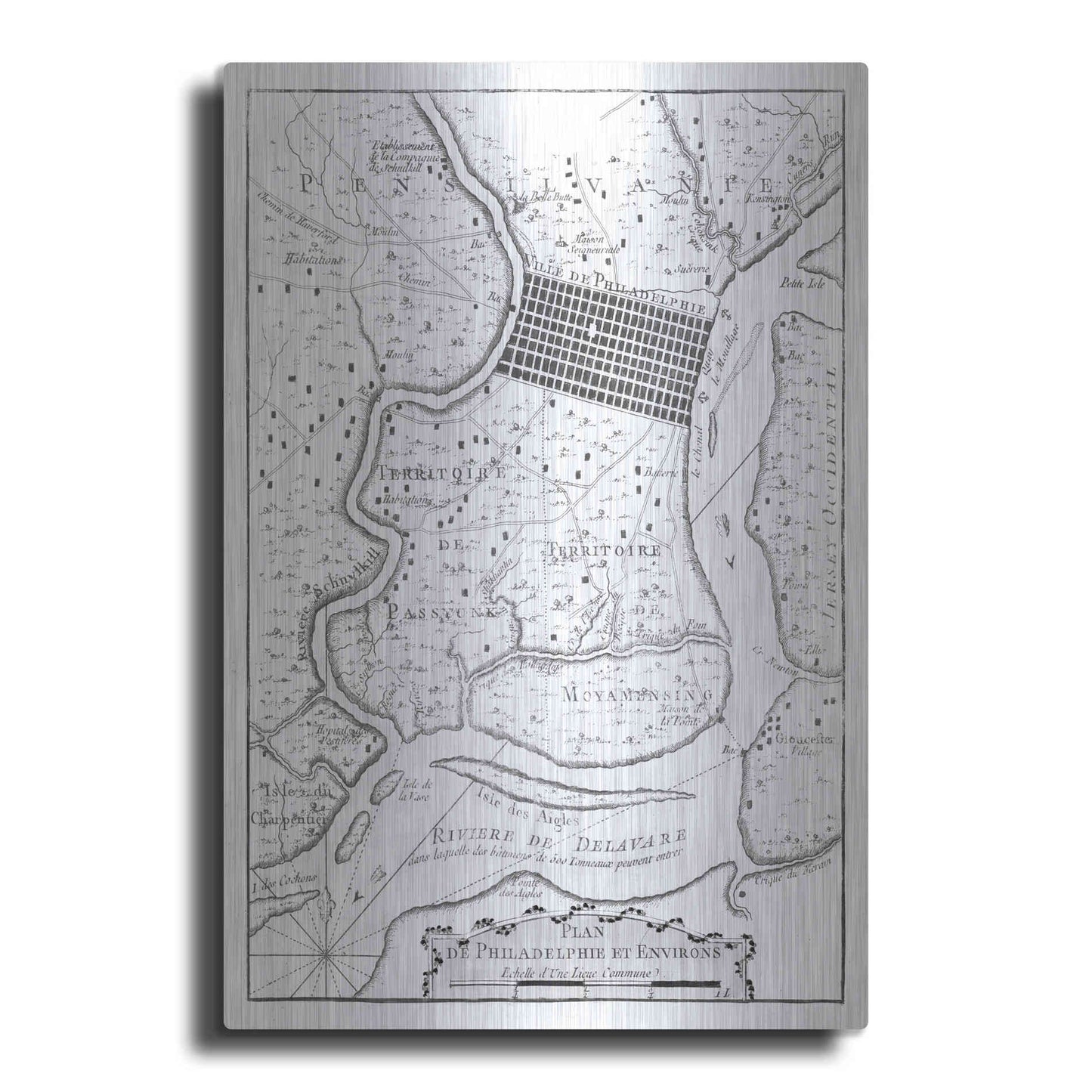 Luxe Metal Art 'Petite Map of Philadelphia' by Unattributed, Metal Wall Art