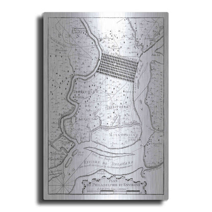Luxe Metal Art 'Petite Map of Philadelphia' by Unattributed, Metal Wall Art
