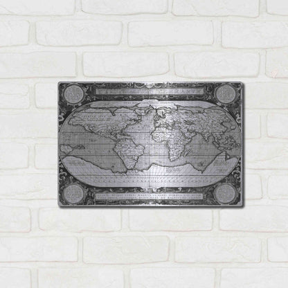 Luxe Metal Art 'Antique World Map' by Vision Studio, Metal Wall Art,16x12