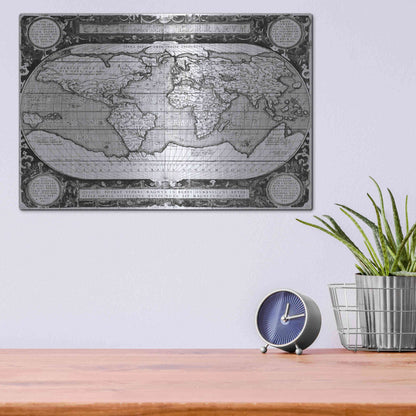 Luxe Metal Art 'Antique World Map' by Vision Studio, Metal Wall Art,16x12