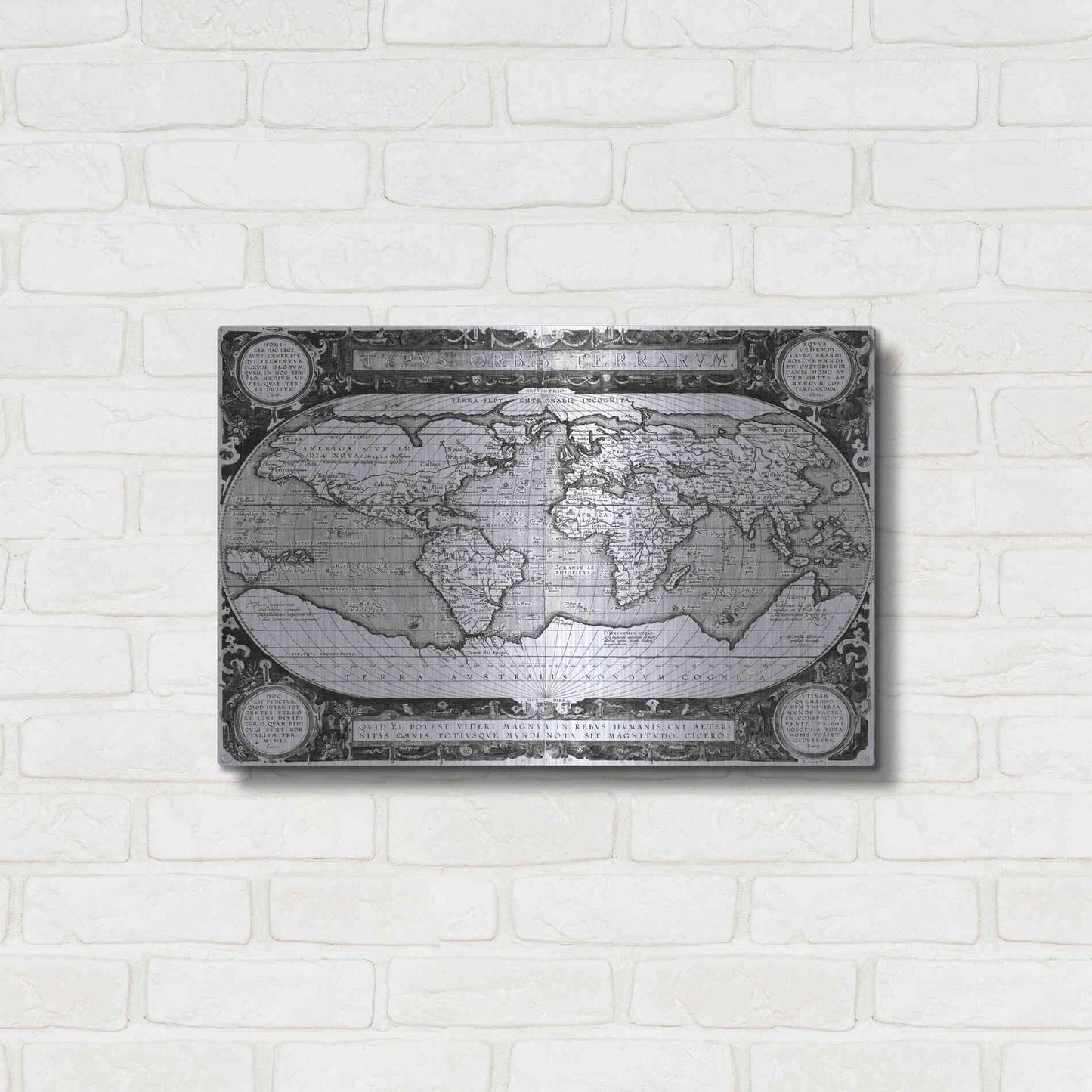 Luxe Metal Art 'Antique World Map' by Vision Studio, Metal Wall Art,24x16