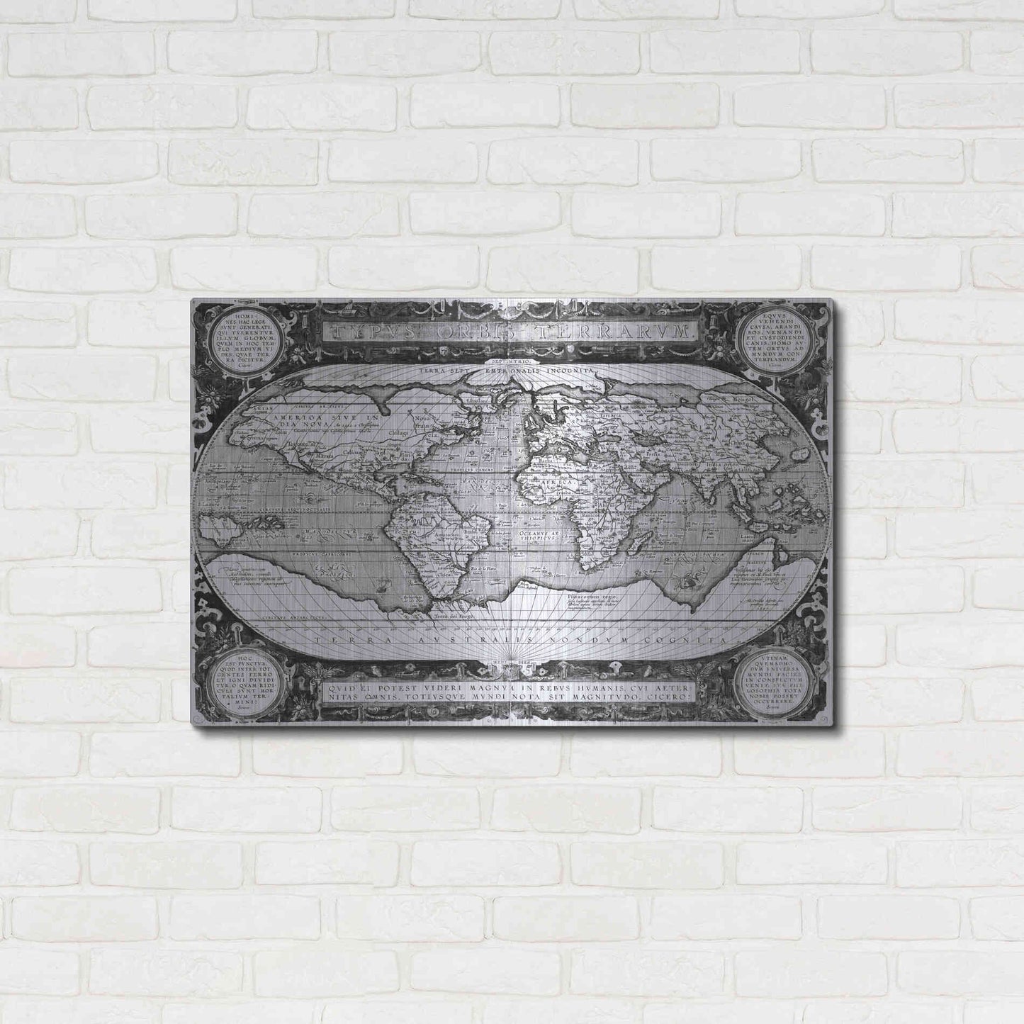 Luxe Metal Art 'Antique World Map' by Vision Studio, Metal Wall Art,36x24