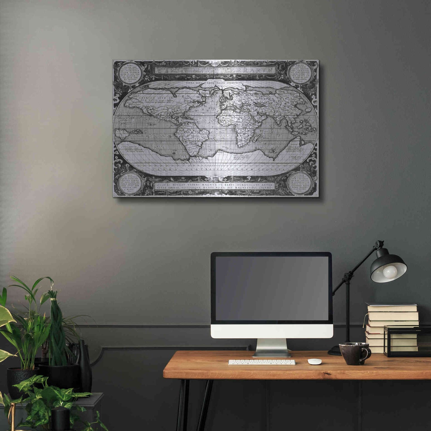Luxe Metal Art 'Antique World Map' by Vision Studio, Metal Wall Art,36x24