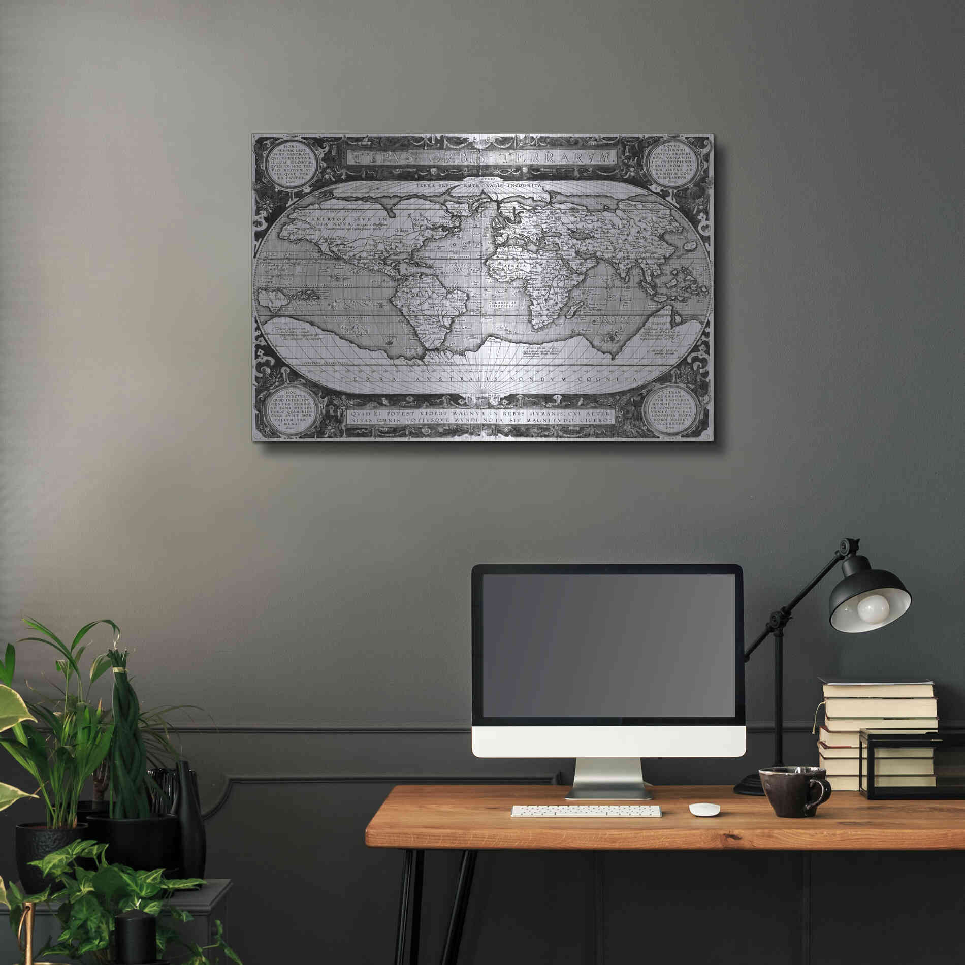Luxe Metal Art 'Antique World Map' by Vision Studio, Metal Wall Art,36x24