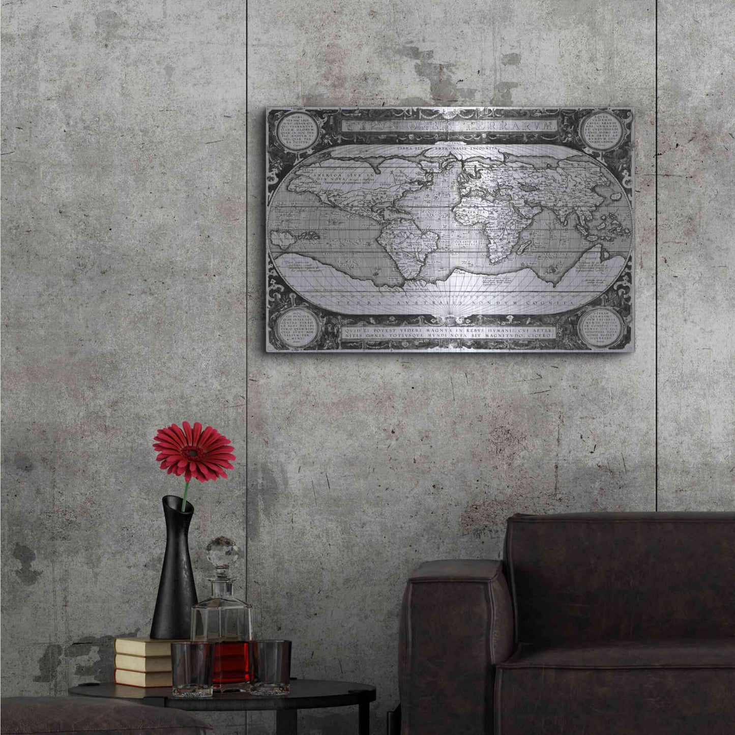 Luxe Metal Art 'Antique World Map' by Vision Studio, Metal Wall Art,36x24