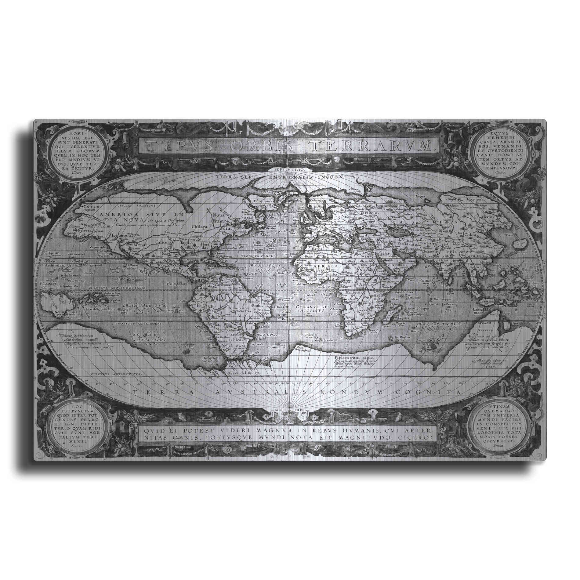 Luxe Metal Art 'Antique World Map' by Vision Studio, Metal Wall Art