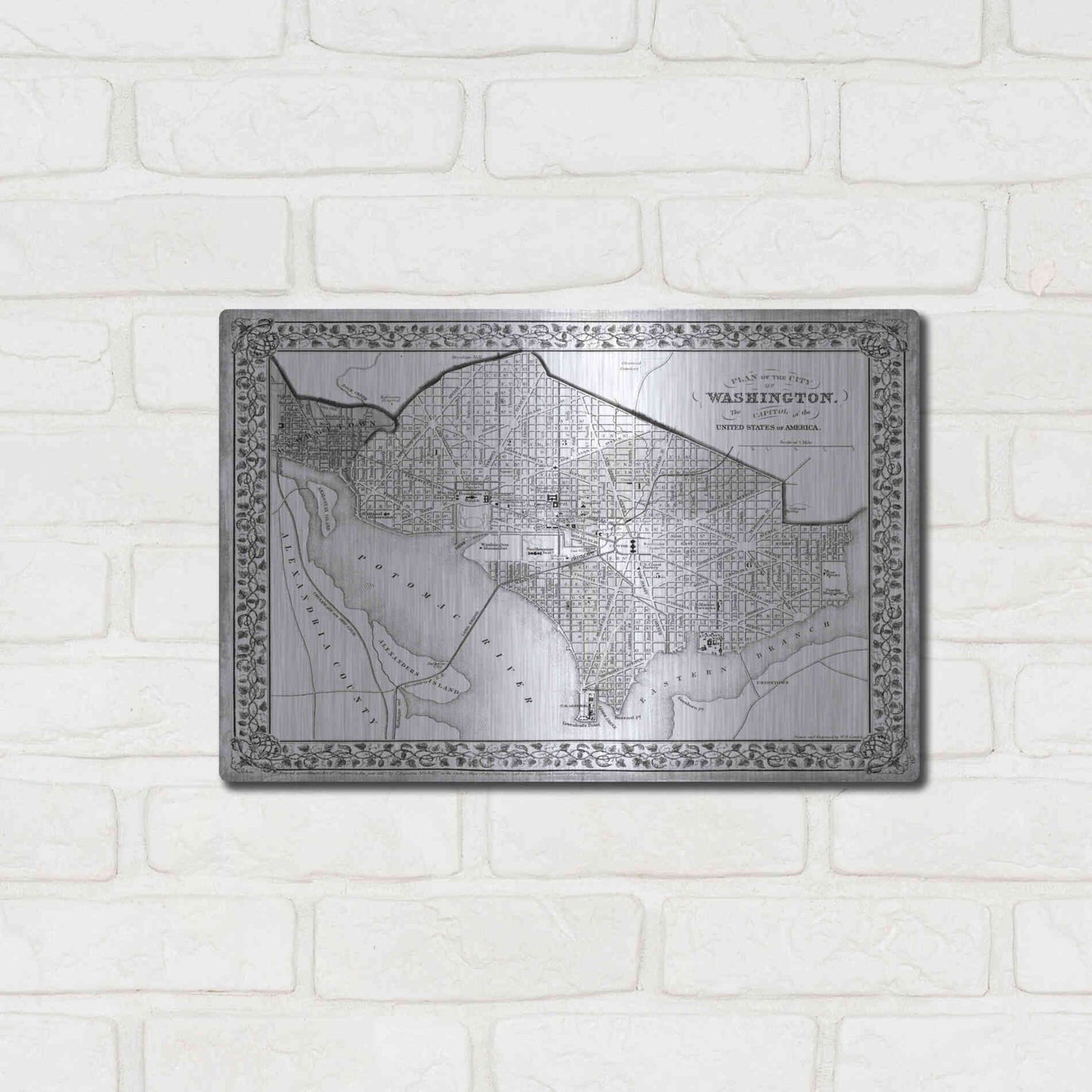 Luxe Metal Art 'Plan of Washington DC' by Mitchell, Metal Wall Art,16x12