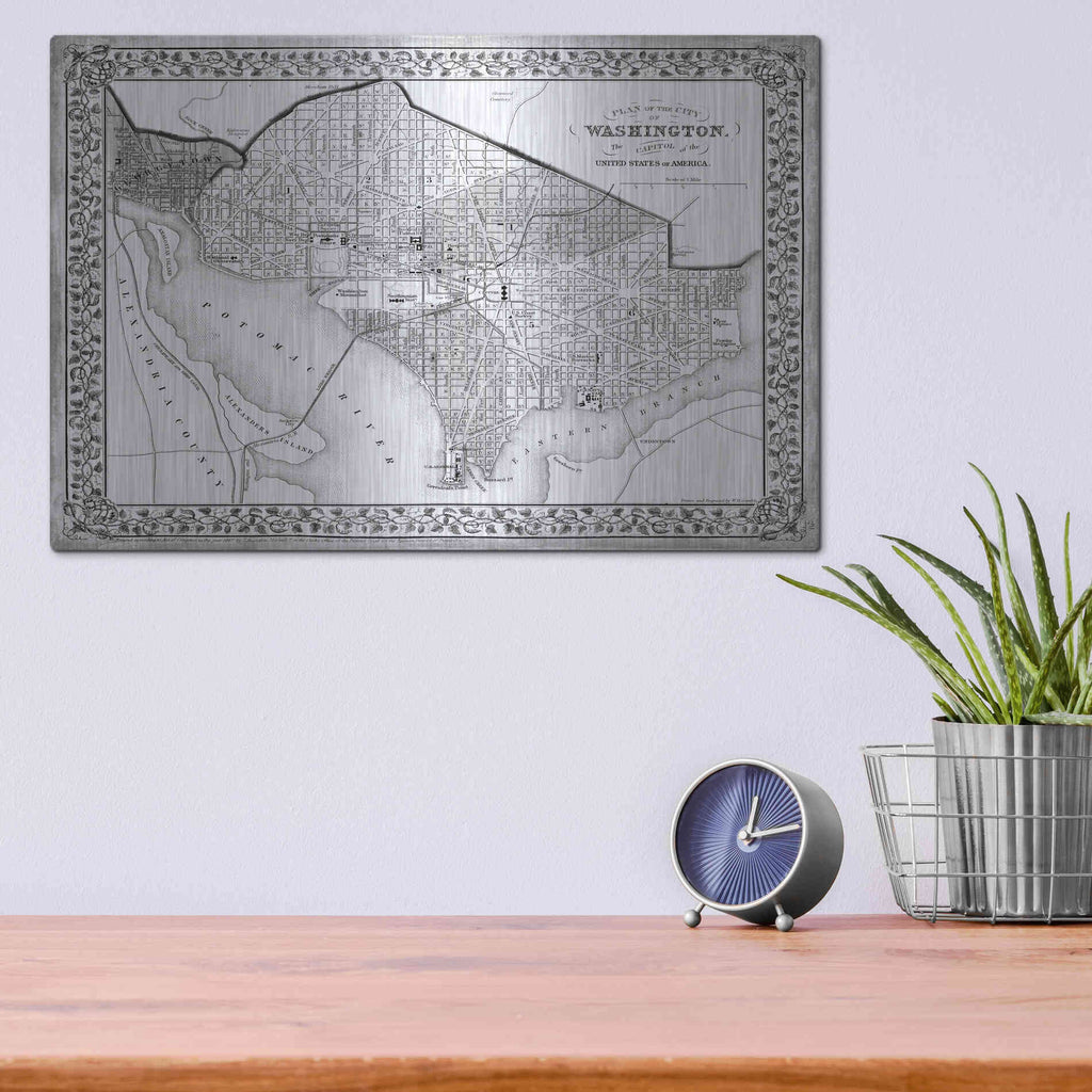 Luxe Metal Art 'Plan of Washington DC' by Mitchell, Metal Wall Art,16x12