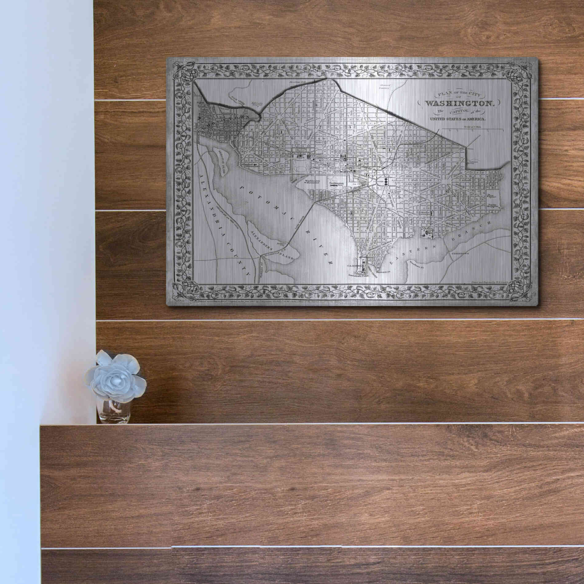 Luxe Metal Art 'Plan of Washington DC' by Mitchell, Metal Wall Art,16x12