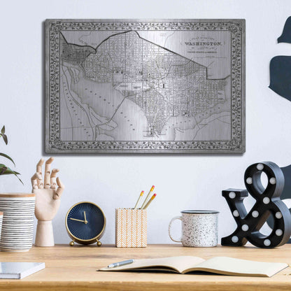 Luxe Metal Art 'Plan of Washington DC' by Mitchell, Metal Wall Art,16x12
