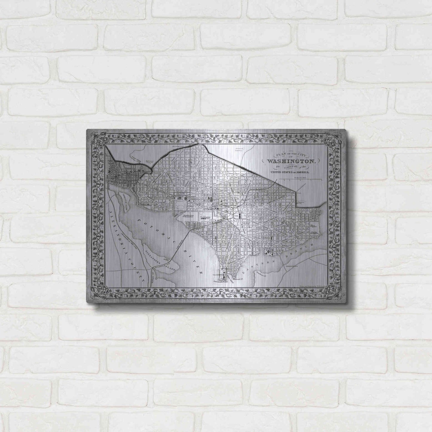 Luxe Metal Art 'Plan of Washington DC' by Mitchell, Metal Wall Art,24x16