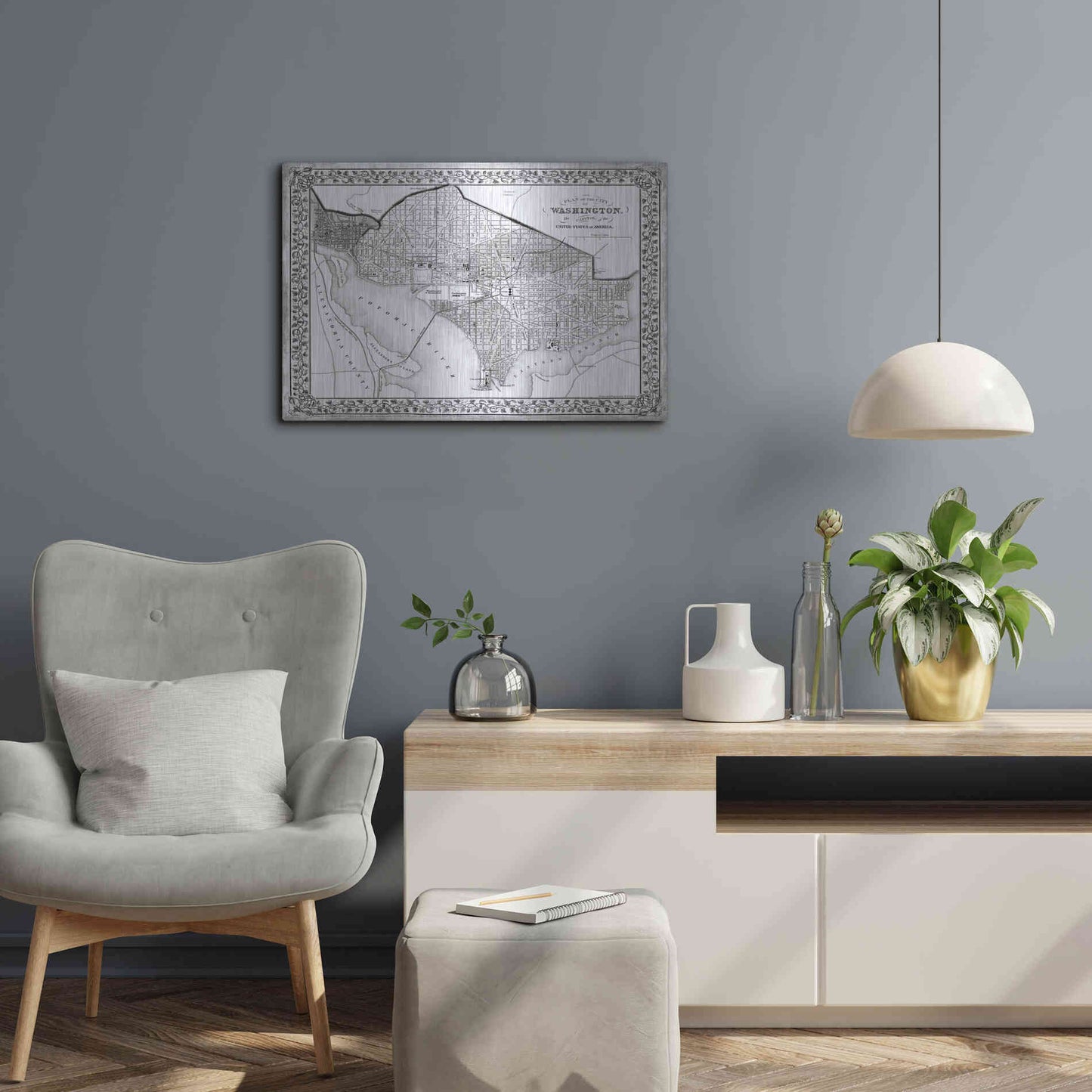 Luxe Metal Art 'Plan of Washington DC' by Mitchell, Metal Wall Art,24x16