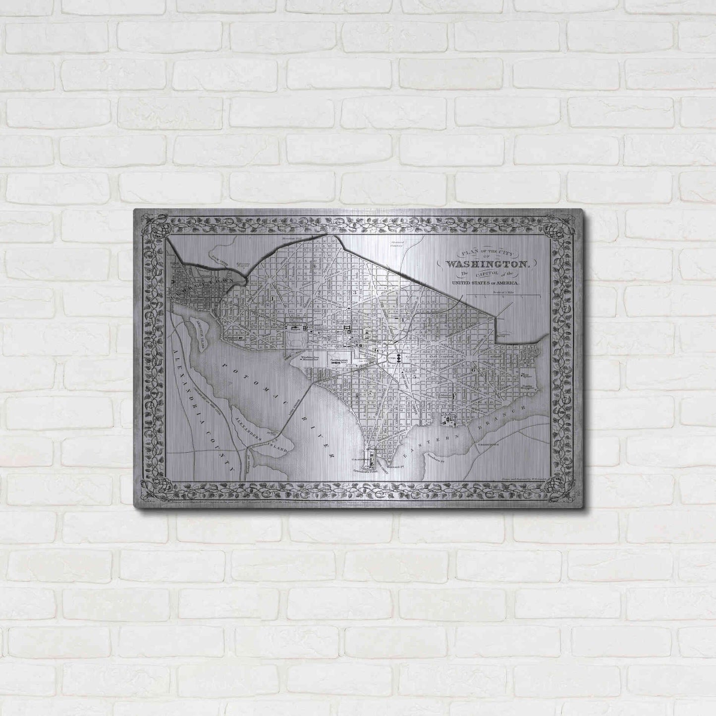 Luxe Metal Art 'Plan of Washington DC' by Mitchell, Metal Wall Art,36x24