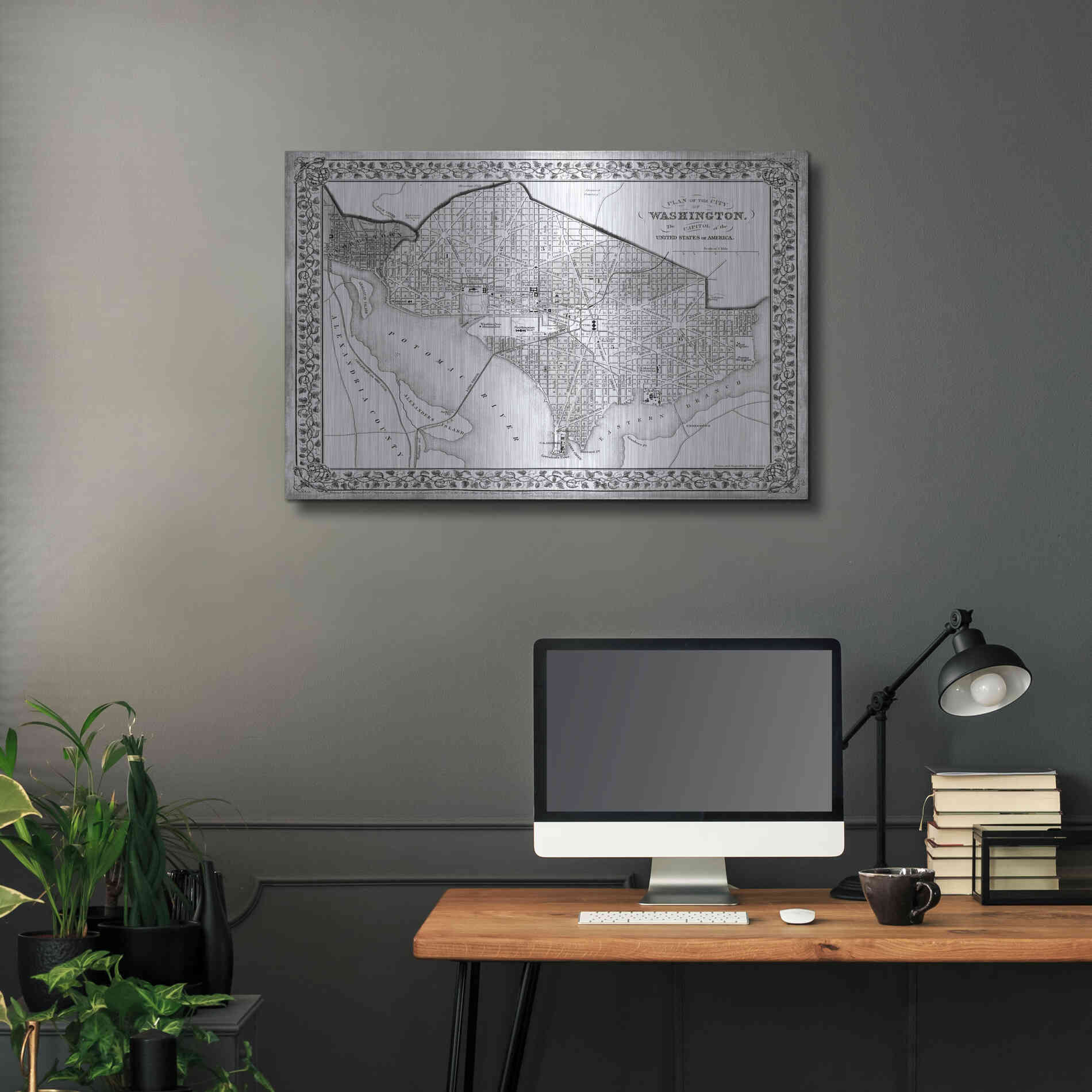 Luxe Metal Art 'Plan of Washington DC' by Mitchell, Metal Wall Art,36x24
