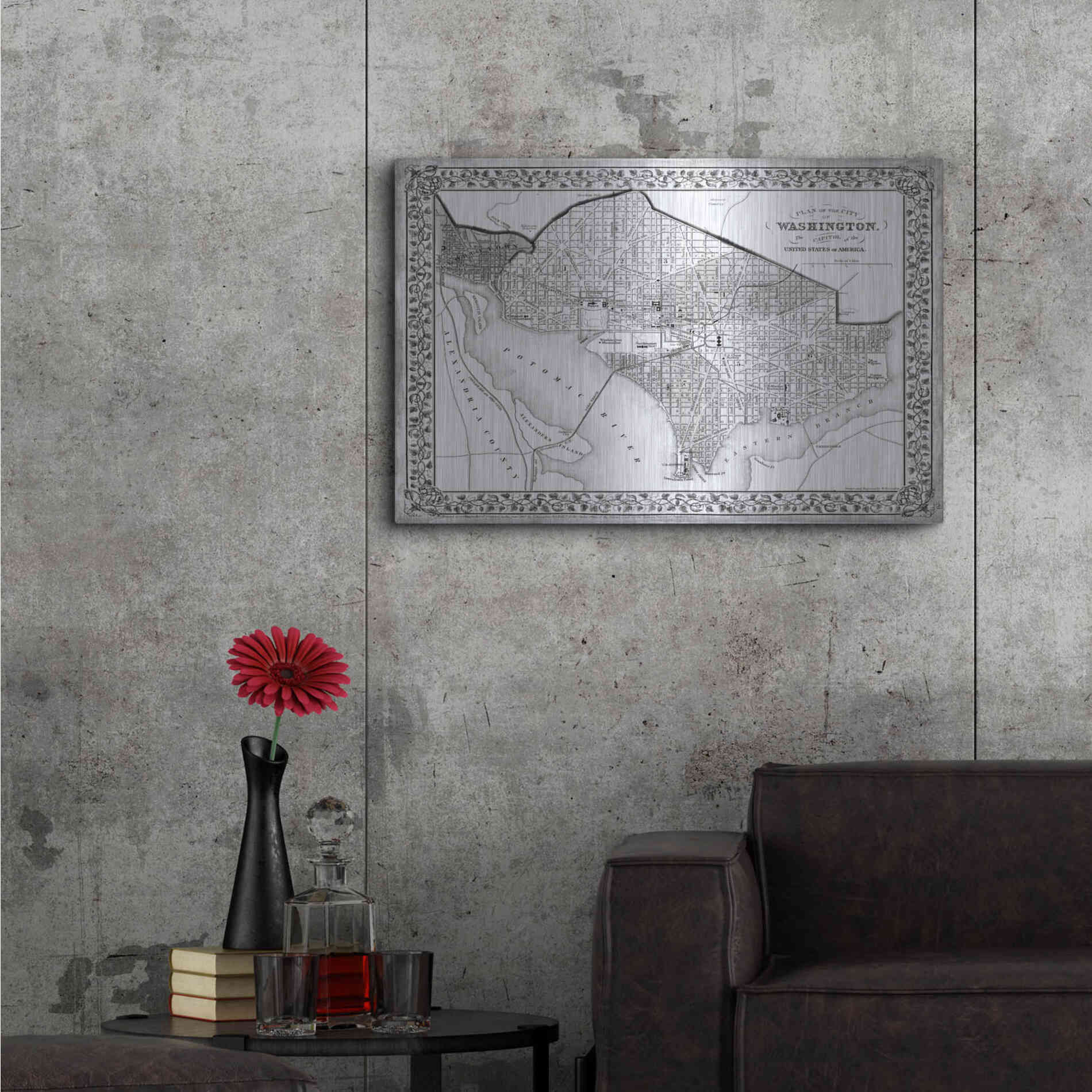 Luxe Metal Art 'Plan of Washington DC' by Mitchell, Metal Wall Art,36x24