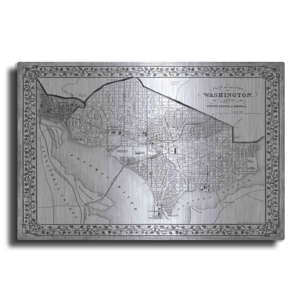 Luxe Metal Art 'Plan of Washington DC' by Mitchell, Metal Wall Art