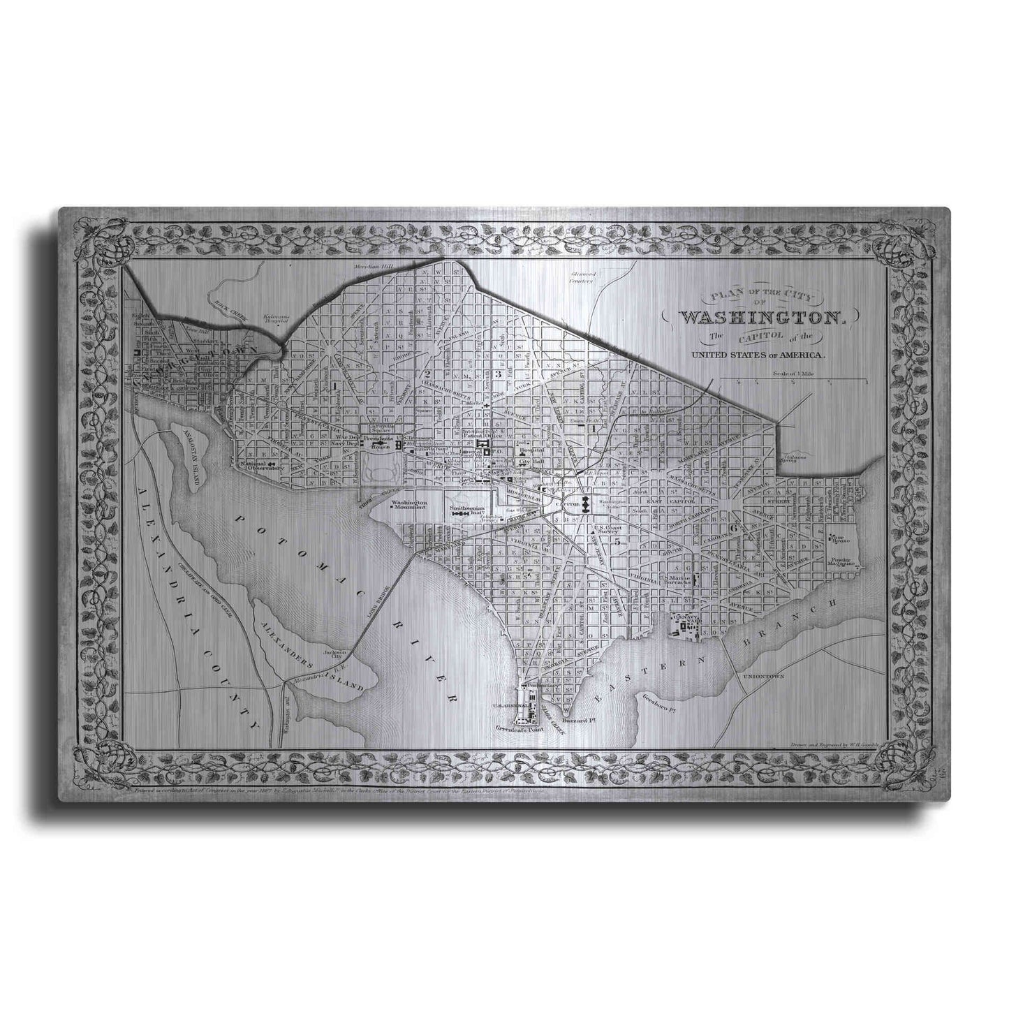 Luxe Metal Art 'Plan of Washington DC' by Mitchell, Metal Wall Art