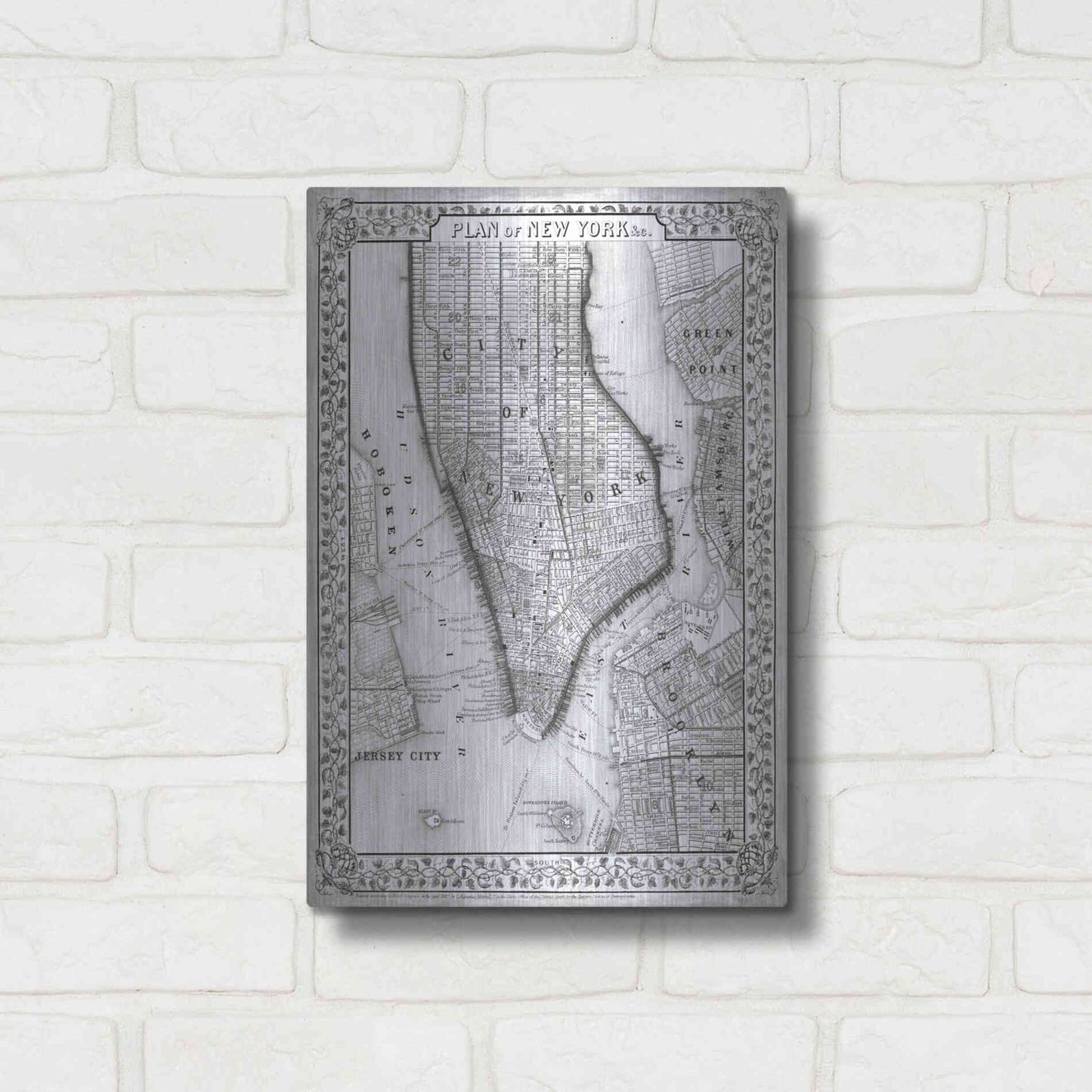 Luxe Metal Art 'Plan of New York' by Mitchell, Metal Wall Art,12x16