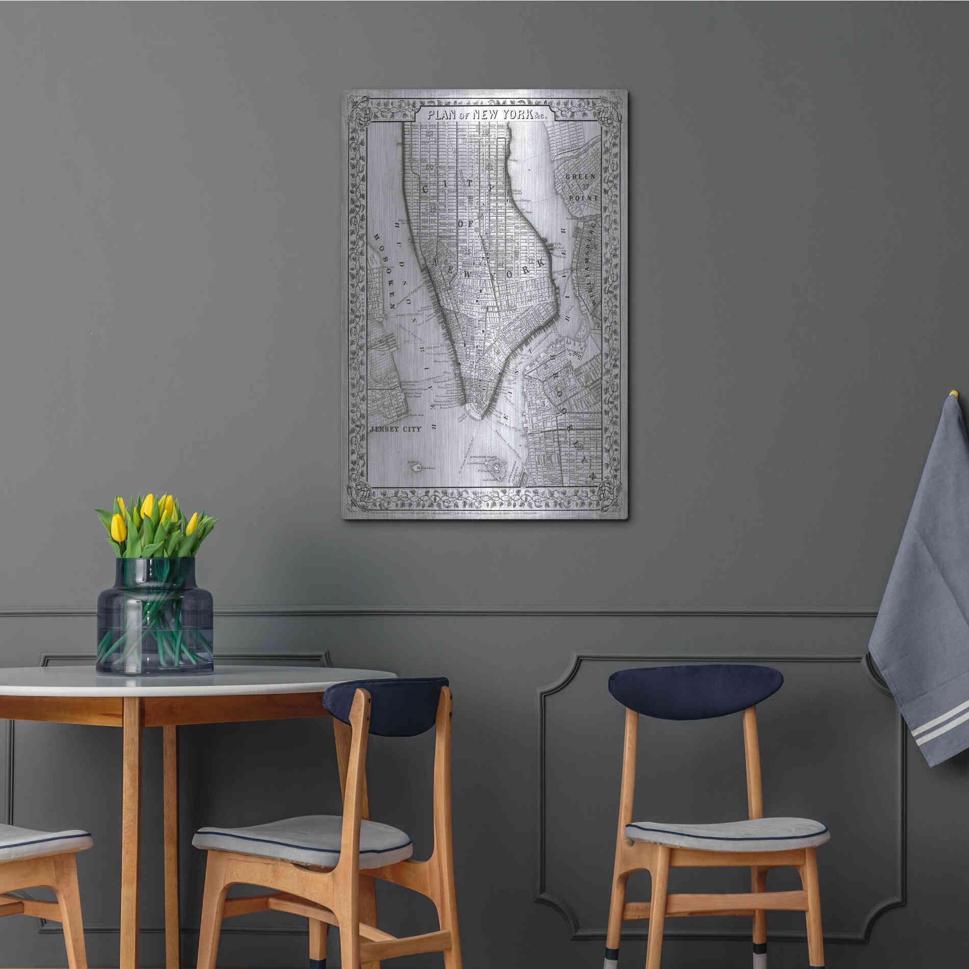 Luxe Metal Art 'Plan of New York' by Mitchell, Metal Wall Art,24x36